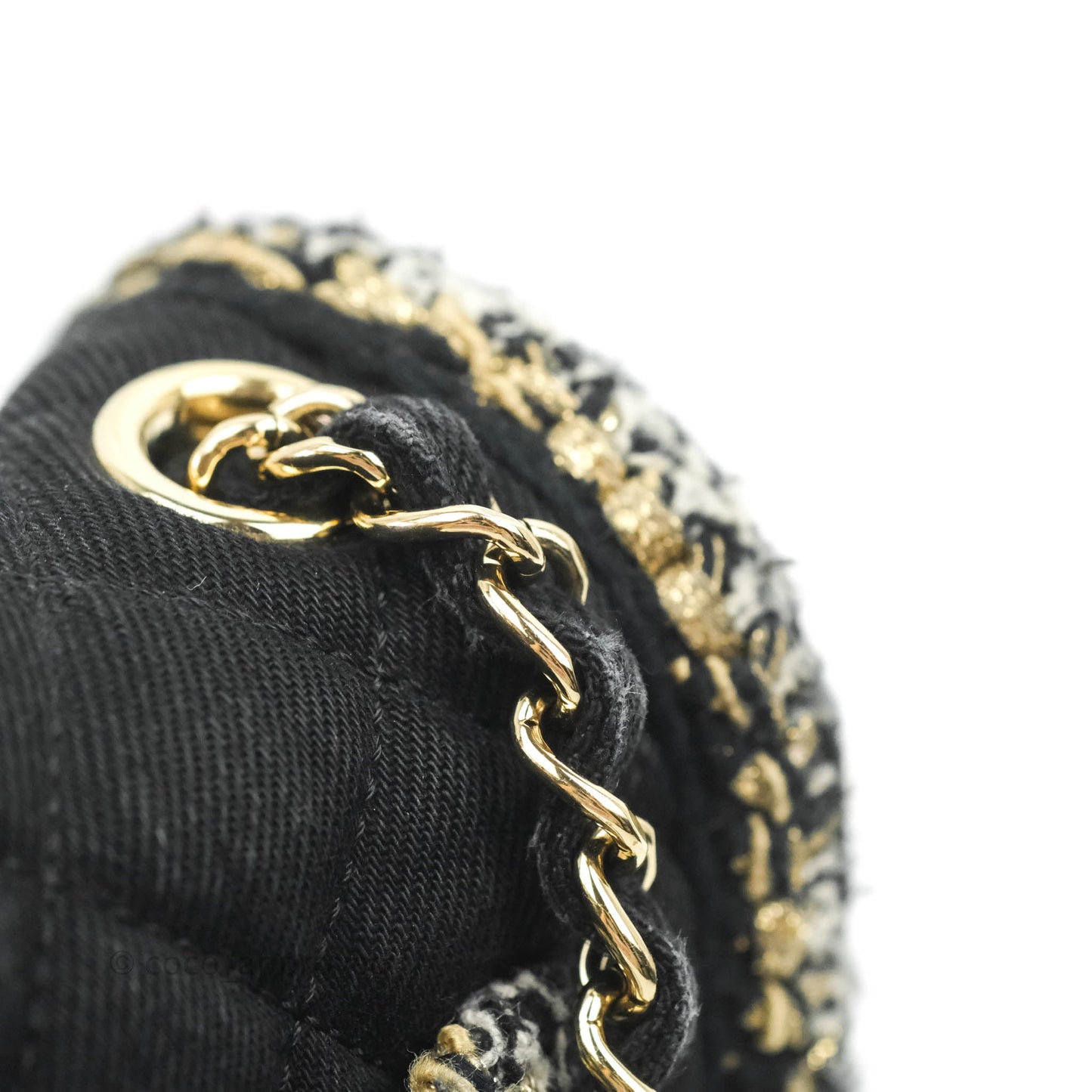 Chanel Classic Mini Rectangular Flap Bag Black Denim Braided Gold Hardware 18A