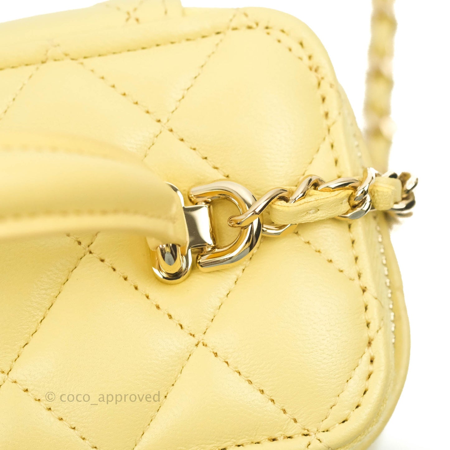 Chanel Vanity Rectangular Top Handle Yellow Lambskin Gold Hardware
