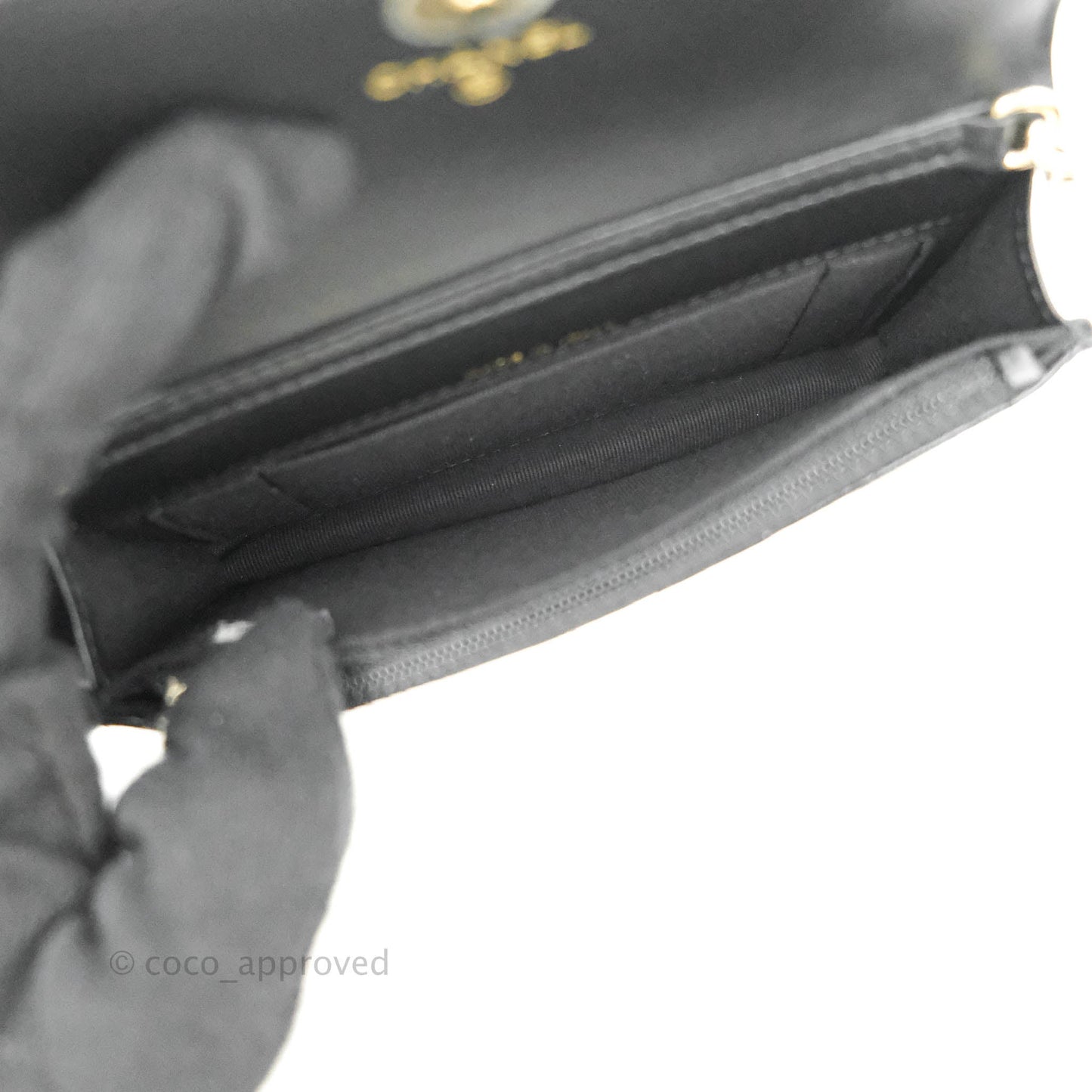 Chanel Imitation Pearls Clutch with Chain Black Shiny Calfskin Gold Hardware