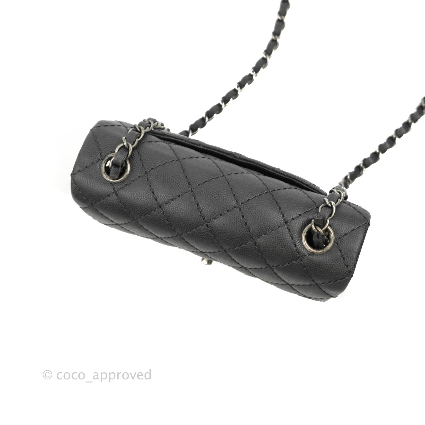 Chanel Quilted Mini Rectangular Dark Grey Caviar Ruthenium Hardware
