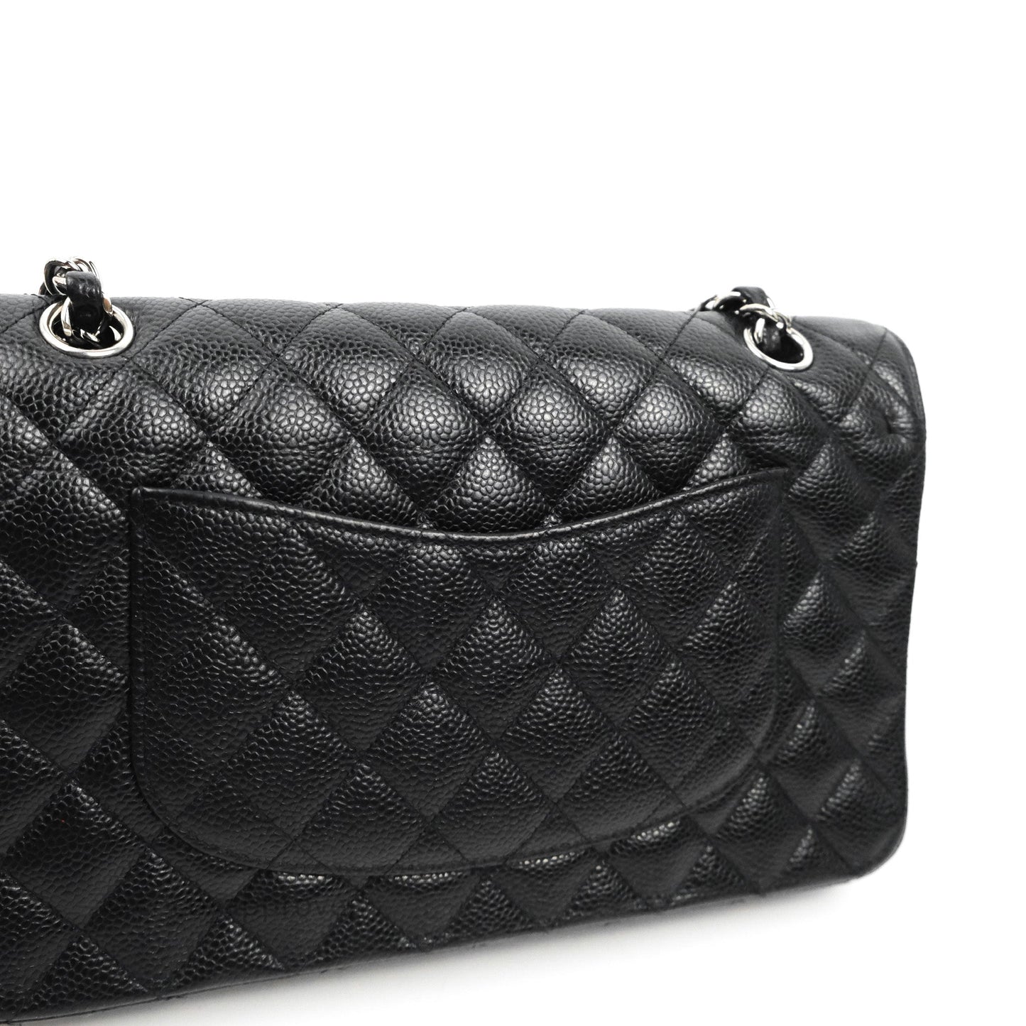 Chanel Classic M/L Medium Flap Quilted Black Caviar Silver Hardware