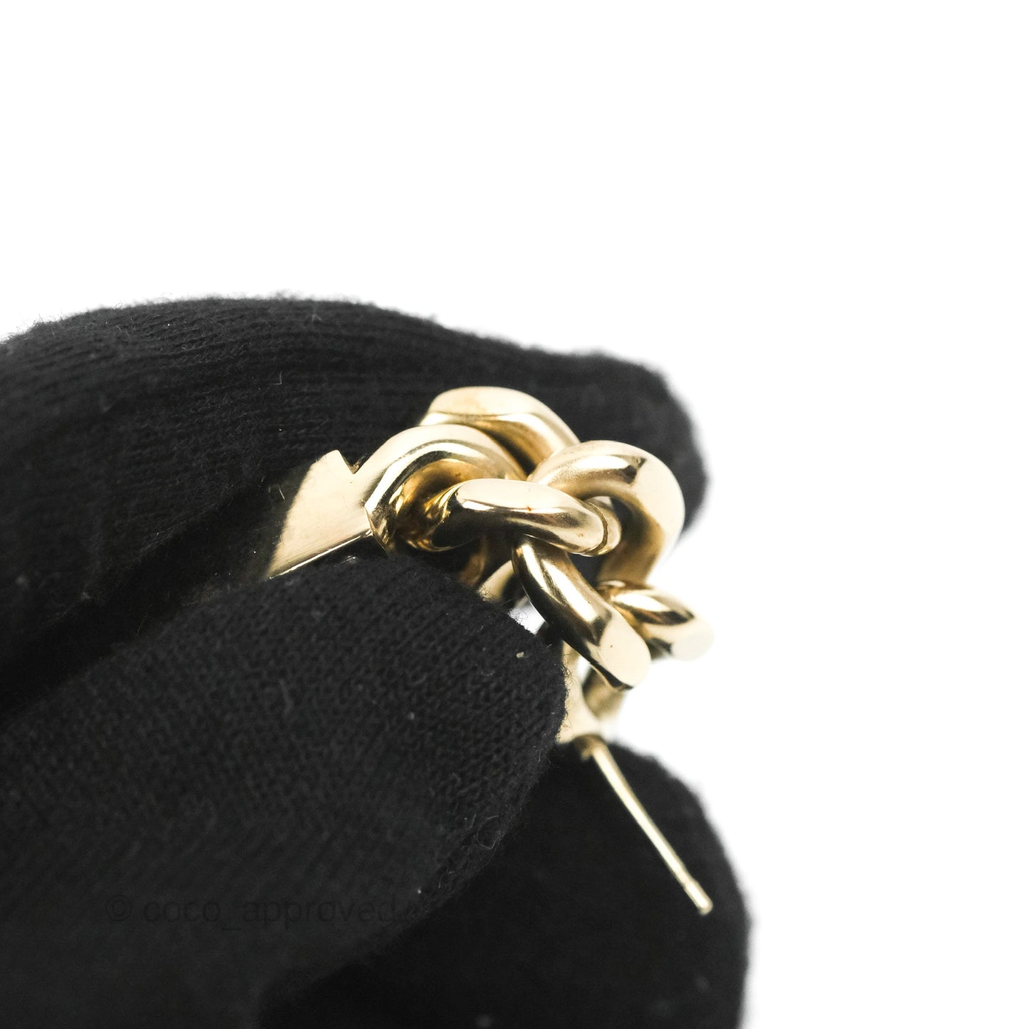 Chanel Chain CC Crystal Plate Drop Earrings Gold Tone 21C