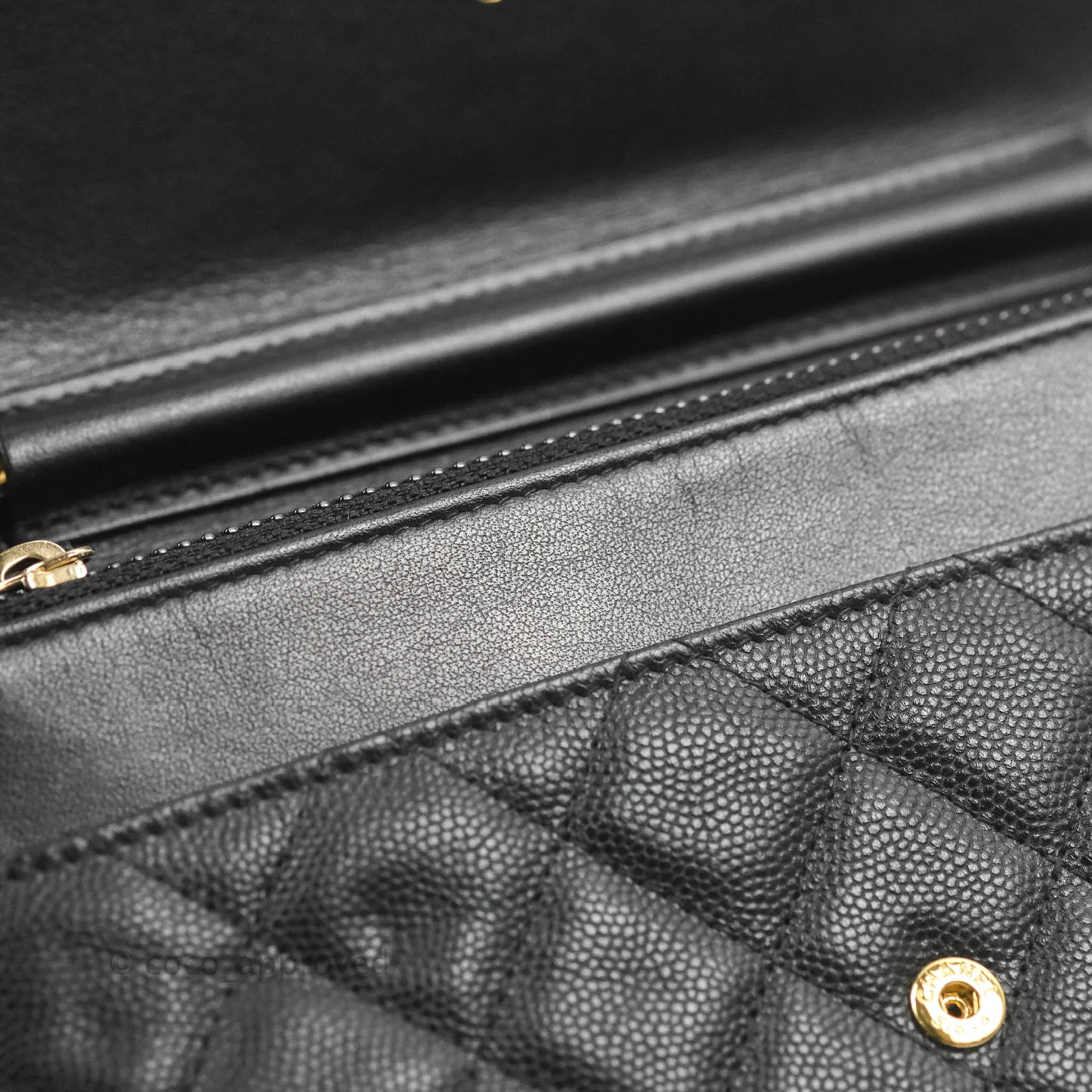 Chanel Filigree Wallet on Chain WOC Black Caviar Gold Hardware