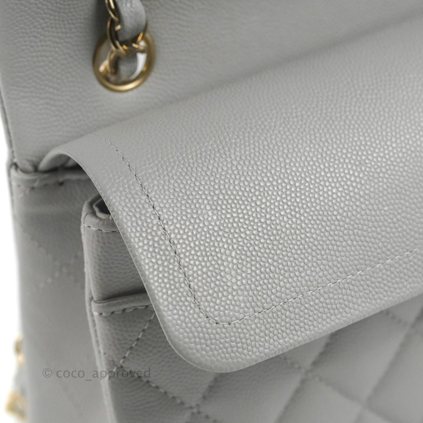 Chanel Small Classic Quilted Flap Grey Caviar Gold Hardware 21A