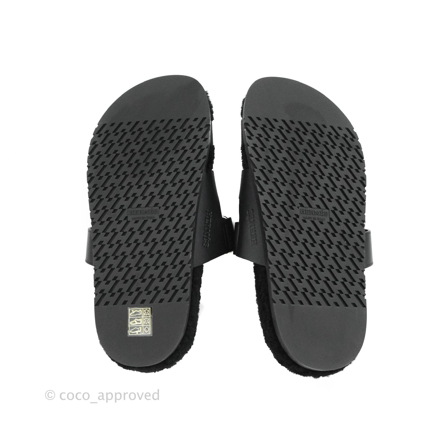 Hermès Chypre Sandal Shearling Black Calfskin