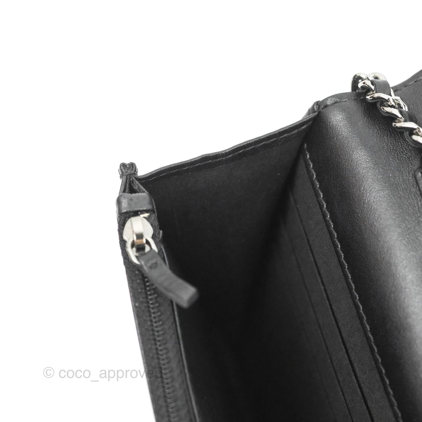 Chanel  Quilted Tassel Wallet On Chain WOC Black Aged Calfskin