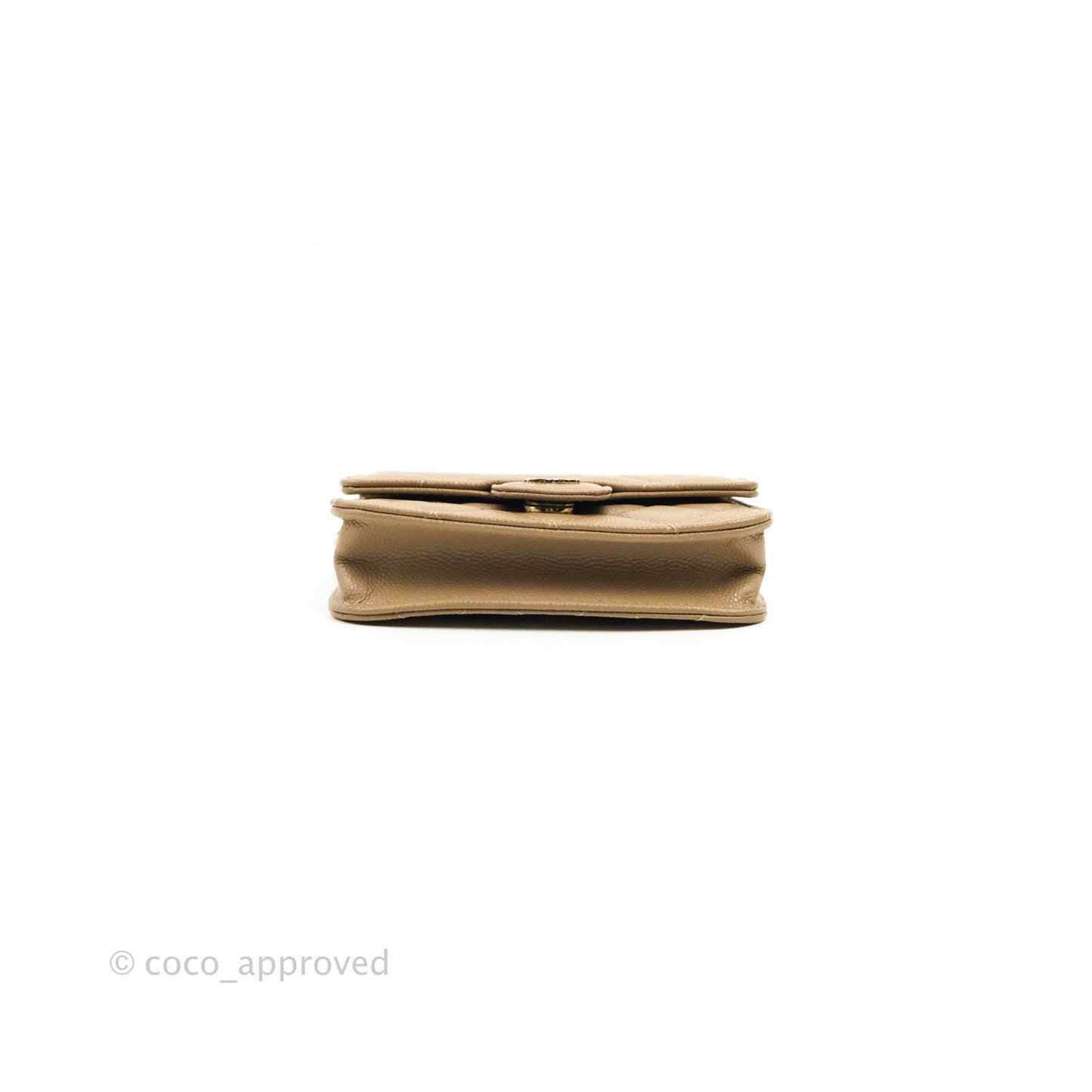 Chanel Mini Wallet With Chain Dark Beige Caviar Gold Hardware