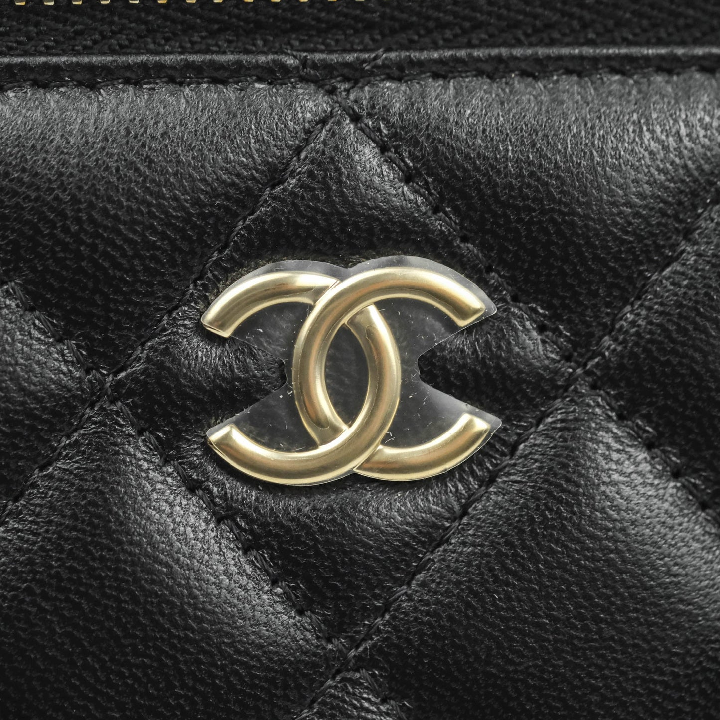 Chanel Vanity Rectangular Top Handle Black Lambskin Gold Hardware