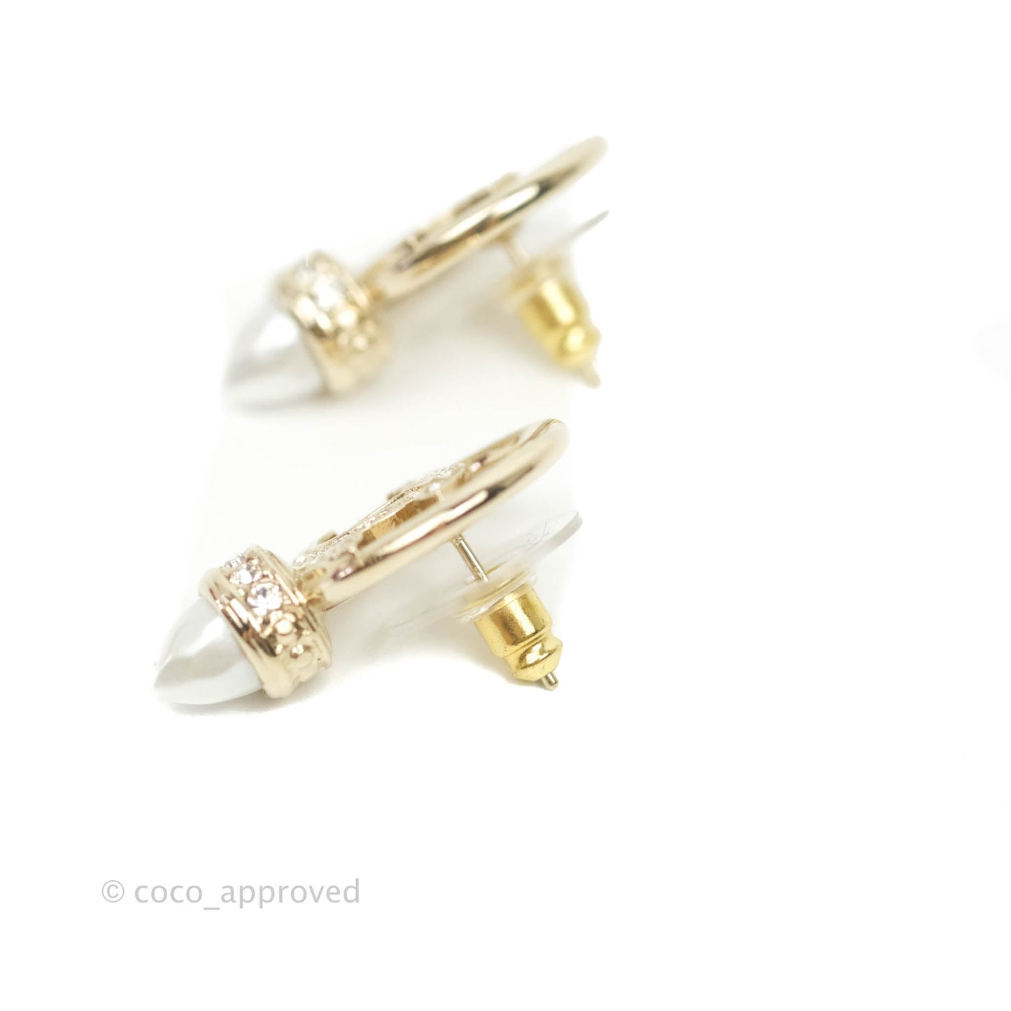 Chanel CC Crystal Pearl Earrings 22C
