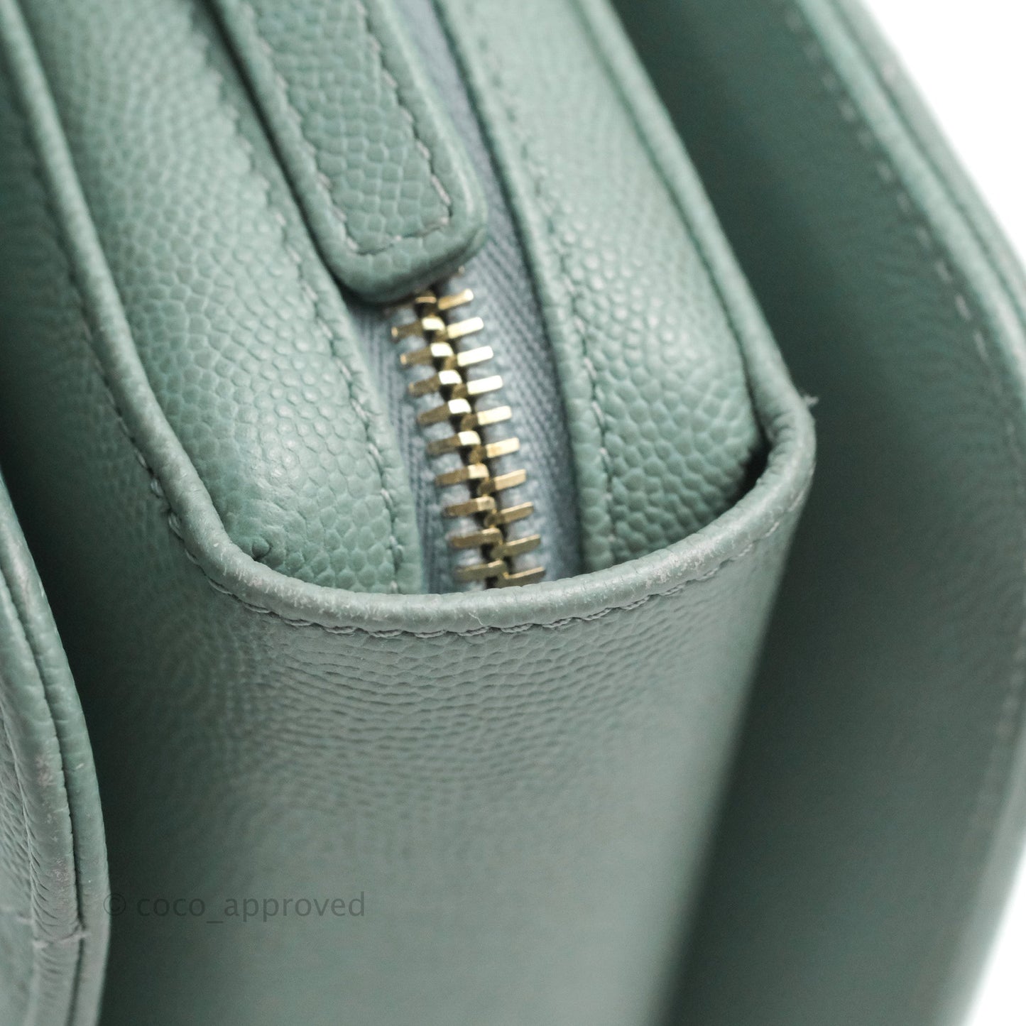 Chanel Quilted Like The Wallet Flap Blue-Greyish Caviar Gold Hardware