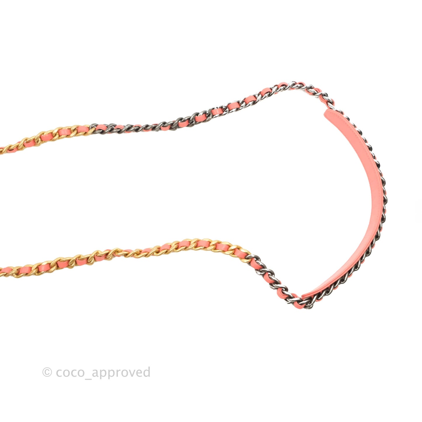 Chanel 19 Round Clutch With Chain Coral Pink Mixed Hardware