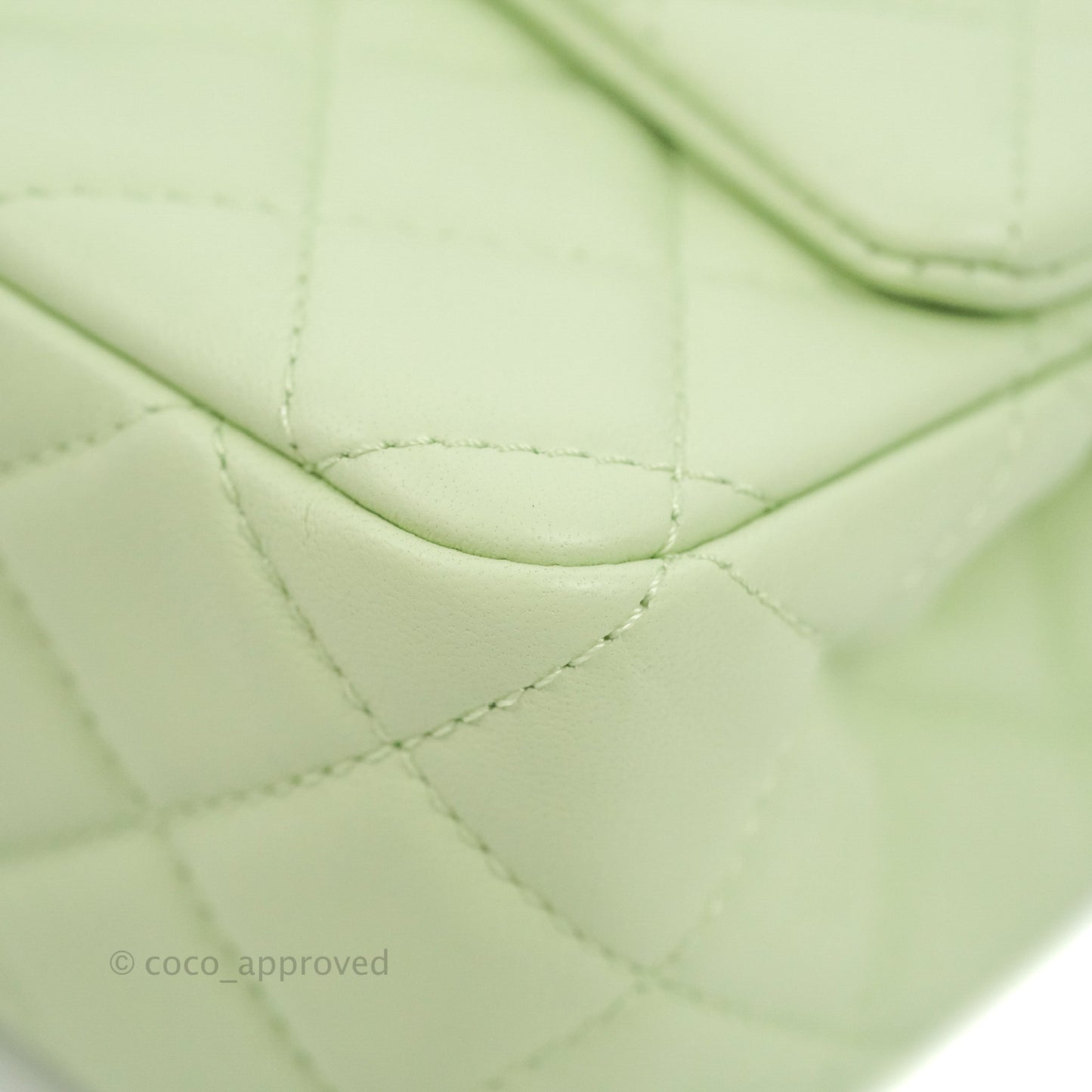 Chanel Quilted Mini Rectangular Pearl Crush Avocado Green Lambskin Aged Gold Hardware 22C