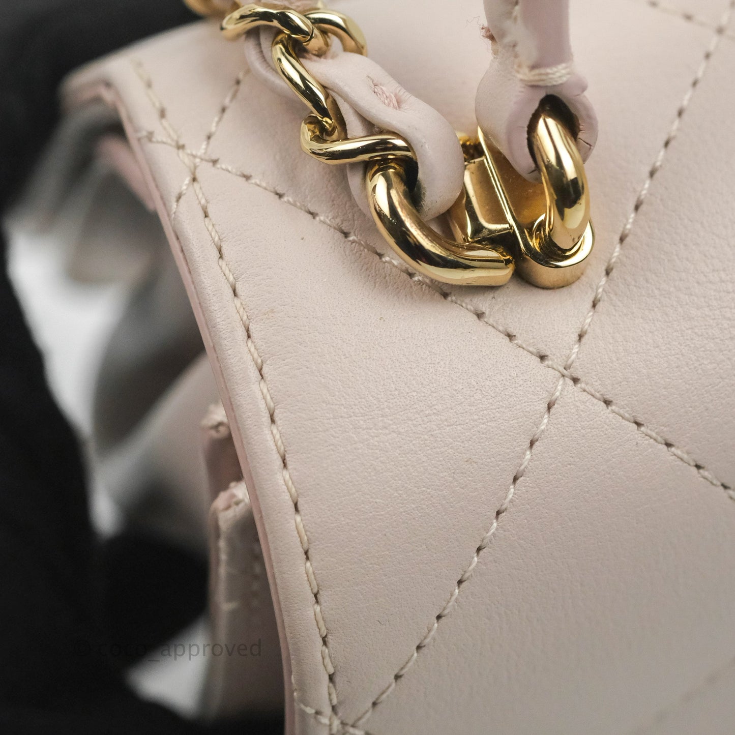 Chanel Small Coco Lady Quilted Flap Bag With Top Handle Light Pink Calfskin Gold Hardware