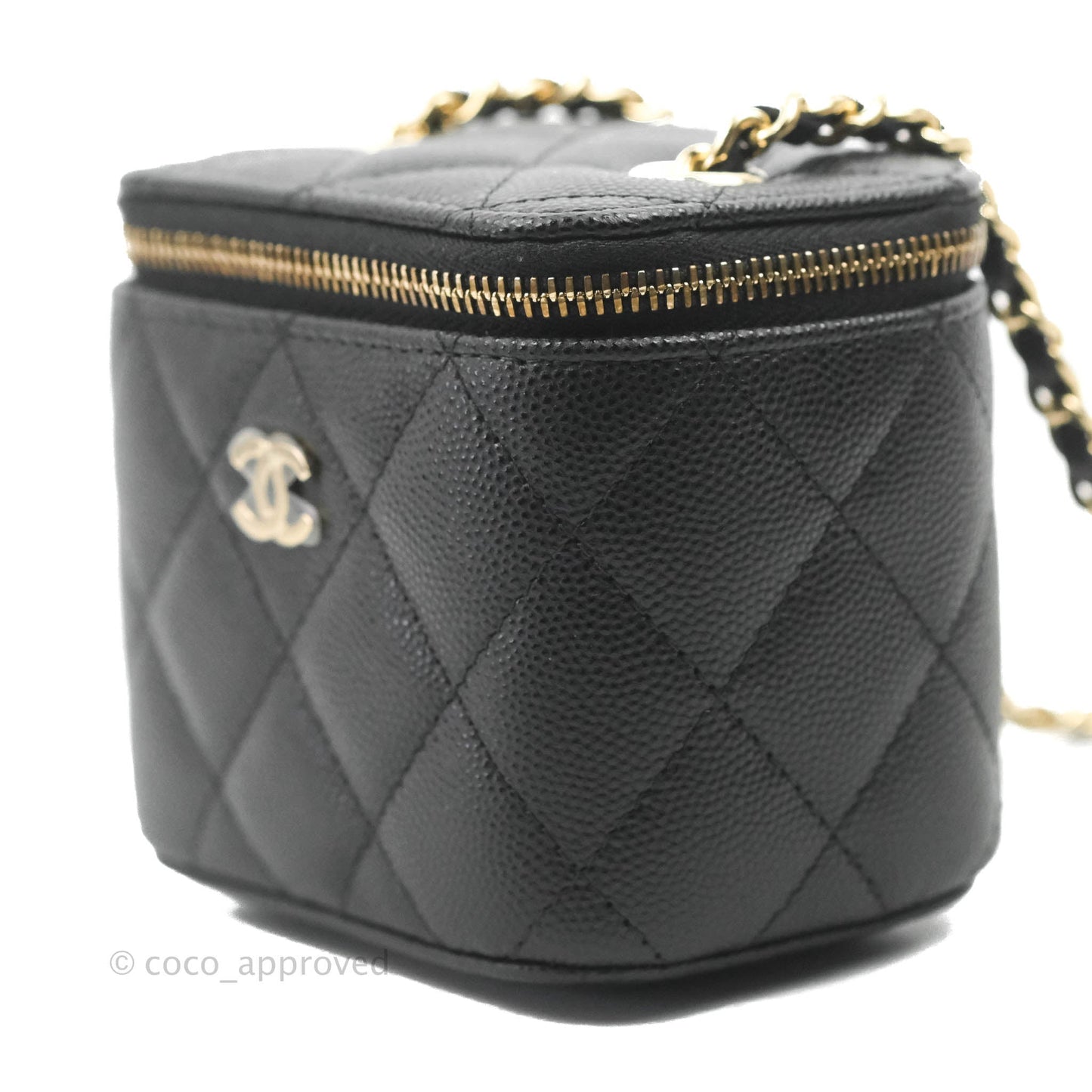 Chanel Mini Vanity With Chain Black Caviar Gold Hardware
