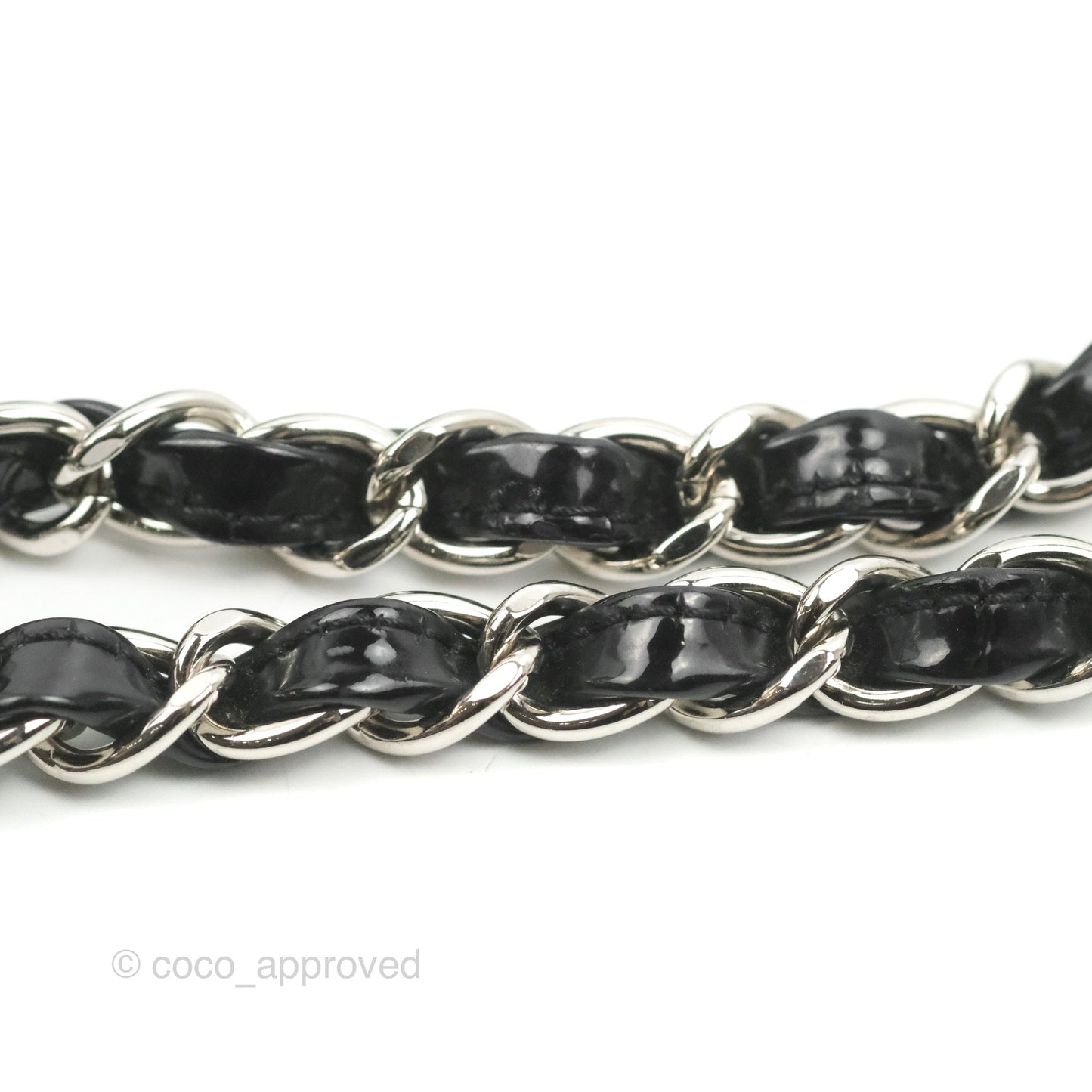 Chanel Classic M/L Medium Flap Quilted Black Patent Silver Hardware
