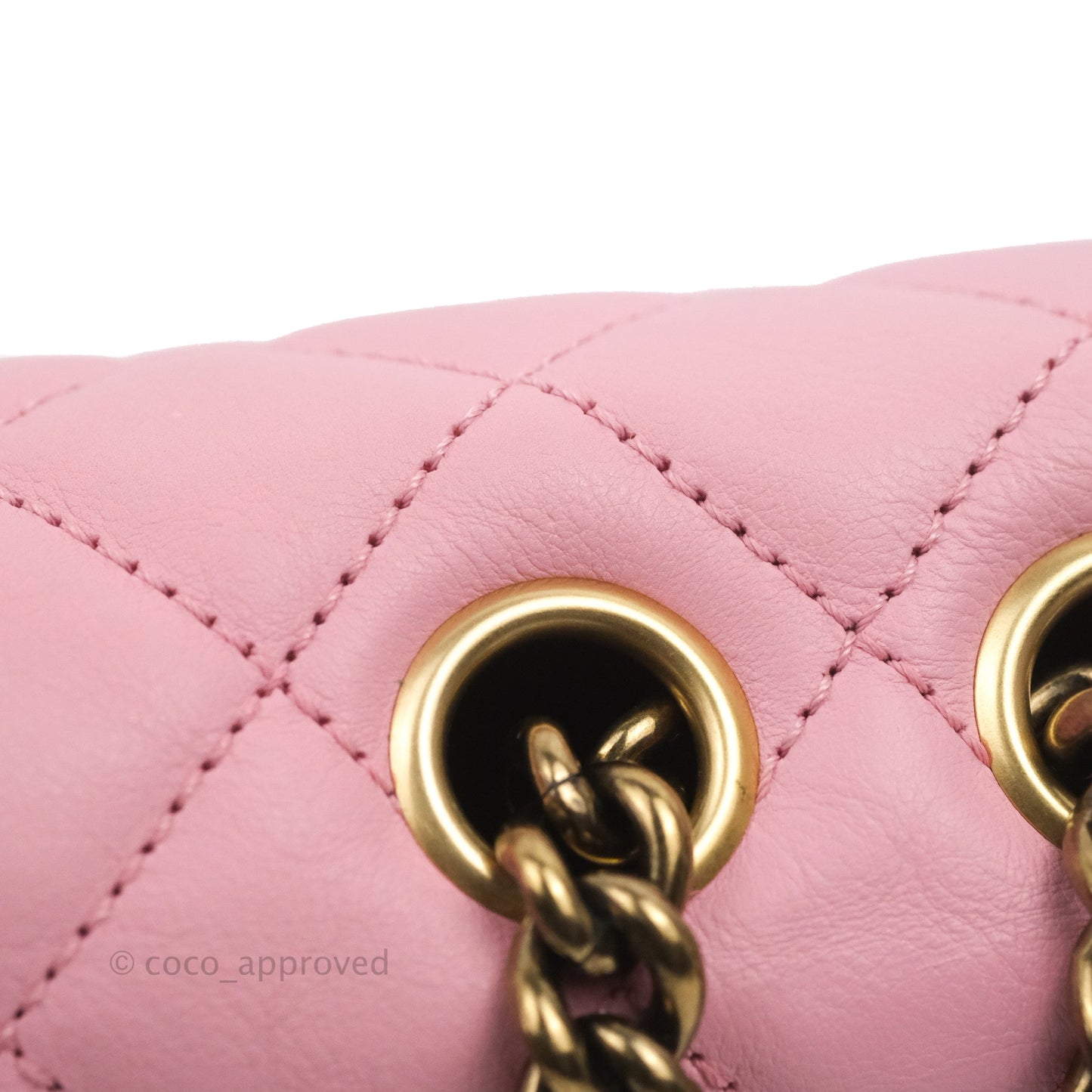 Chanel CC Crown Flap Pink Calfskin Antique Gold Hardware