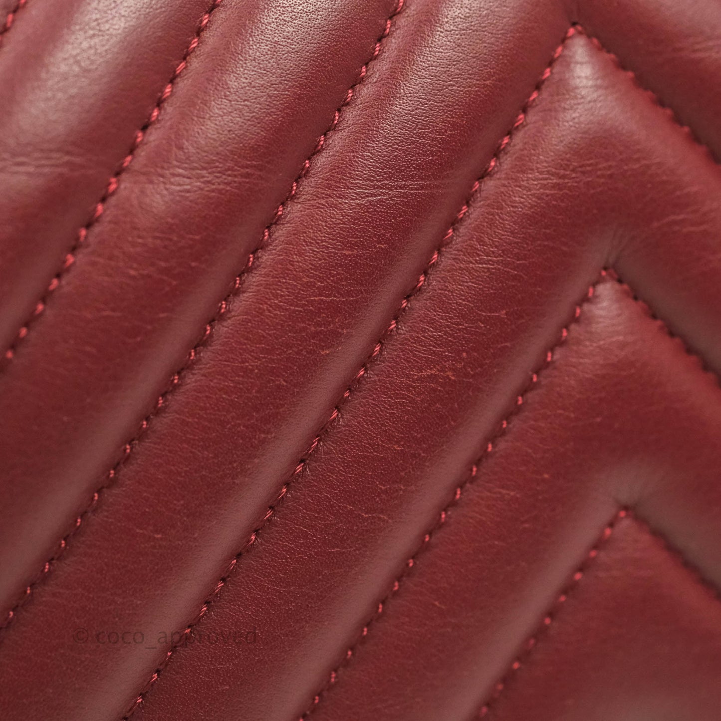 Chanel Small Statement Chevron Flap Bag Burgundy Lambskin Gold Hardware
