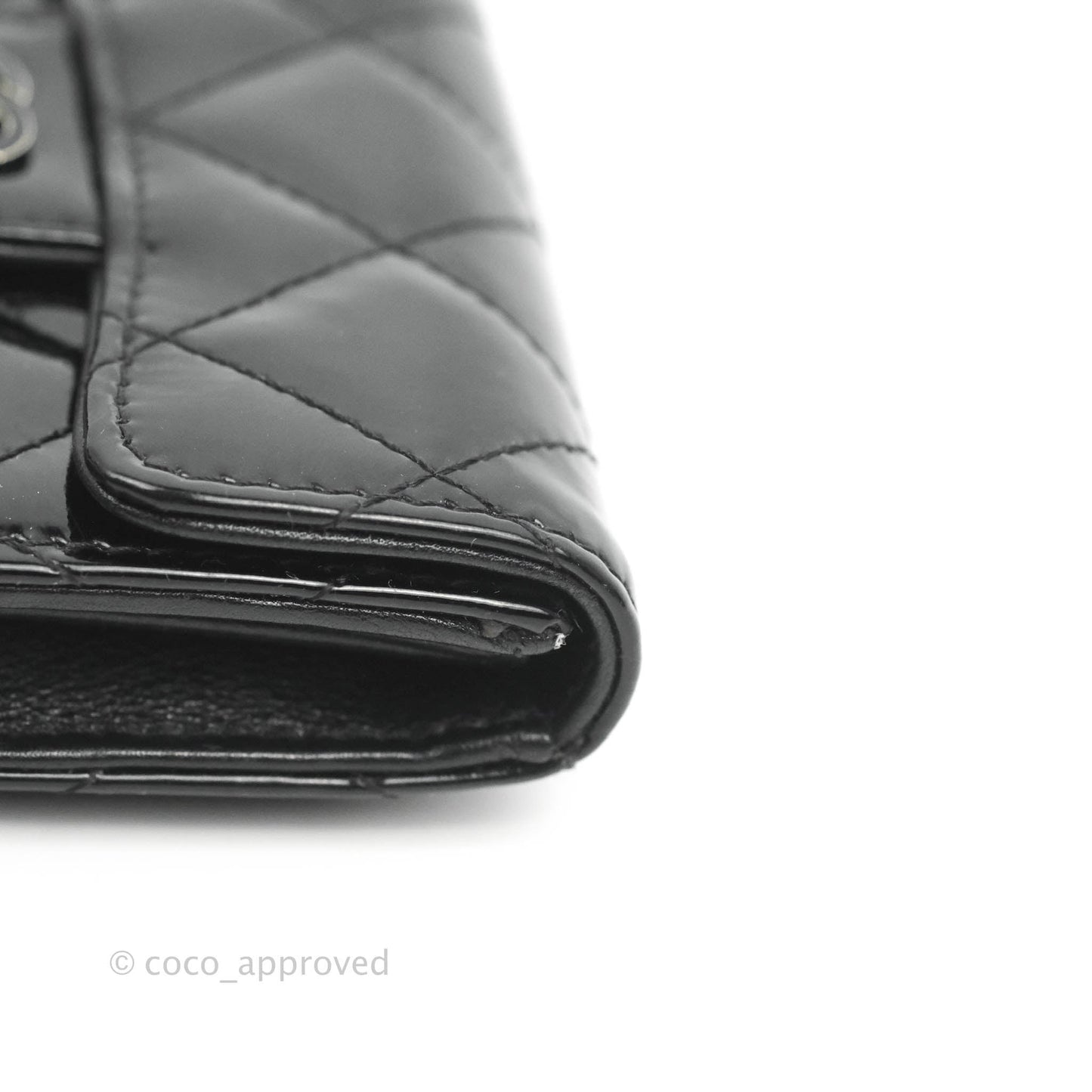 Chanel Quilted Flap Card Holder So Black Patent