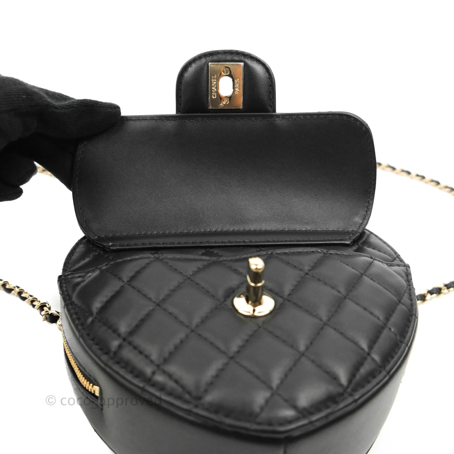 Chanel Large Heart Bag Black Lambskin Gold Hardware 22S