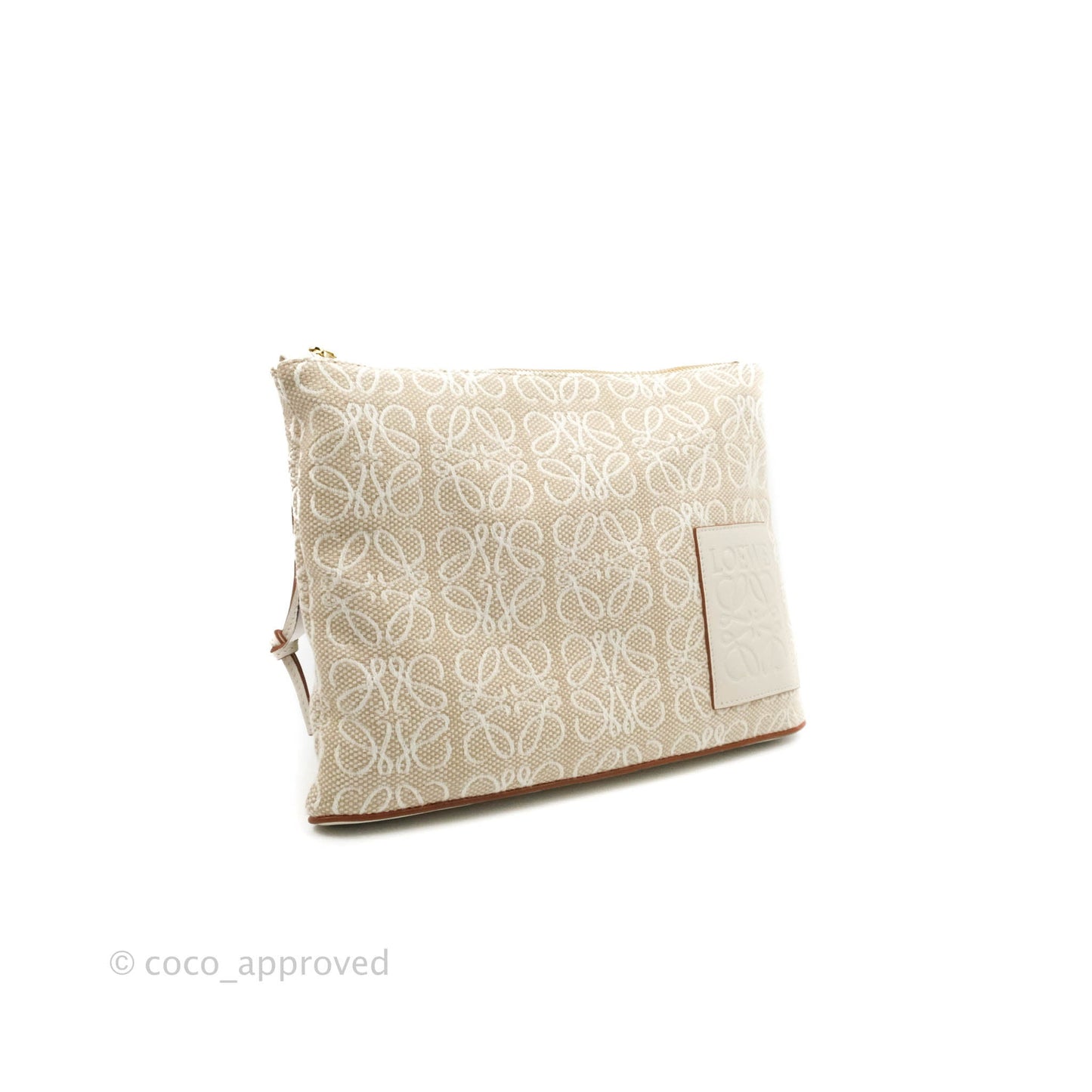 Loewe Paula's Ibiza Anagram Canvas Pouch Ivory White