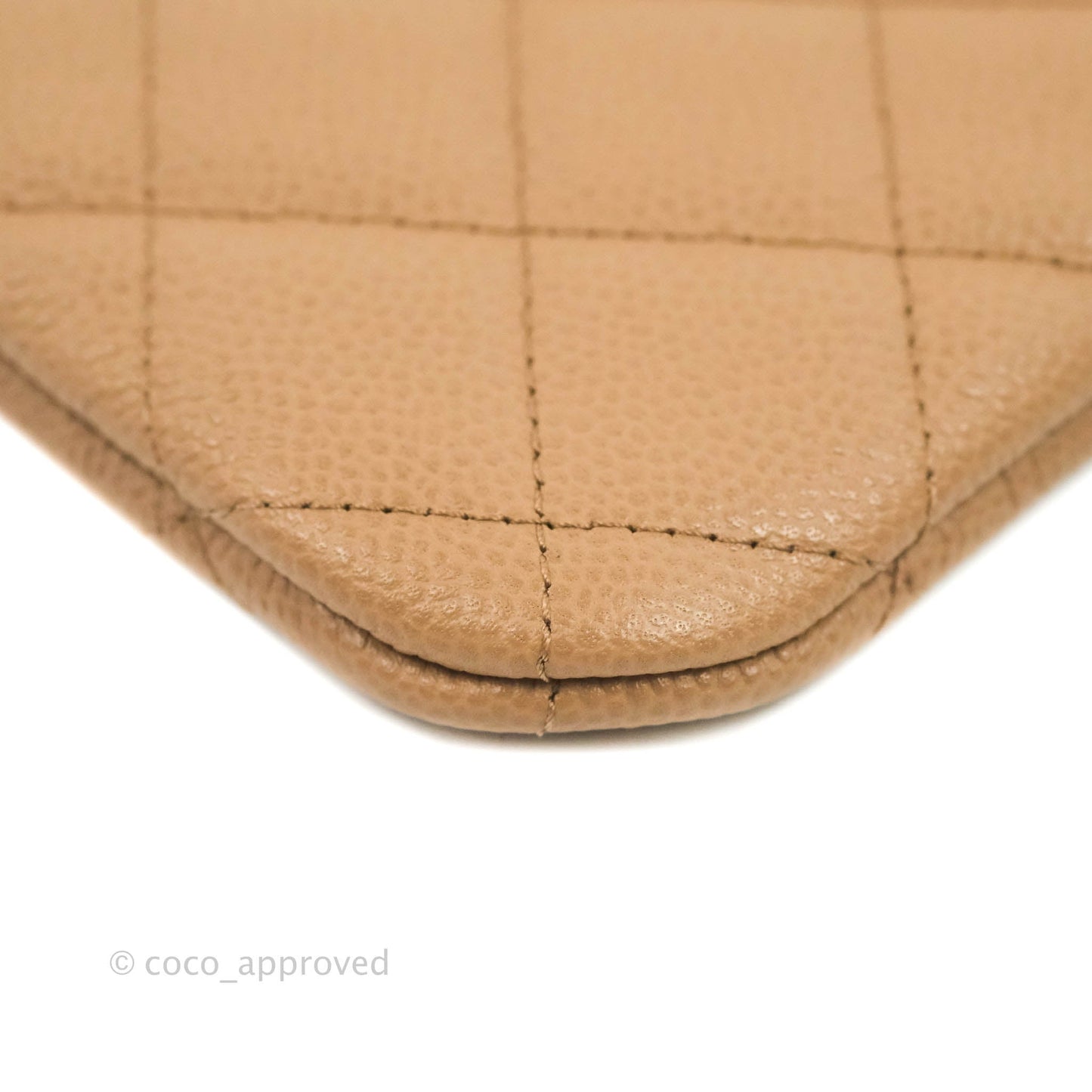 Chanel Quilted Mini O Case Dark Beige Caviar Gold Hardware