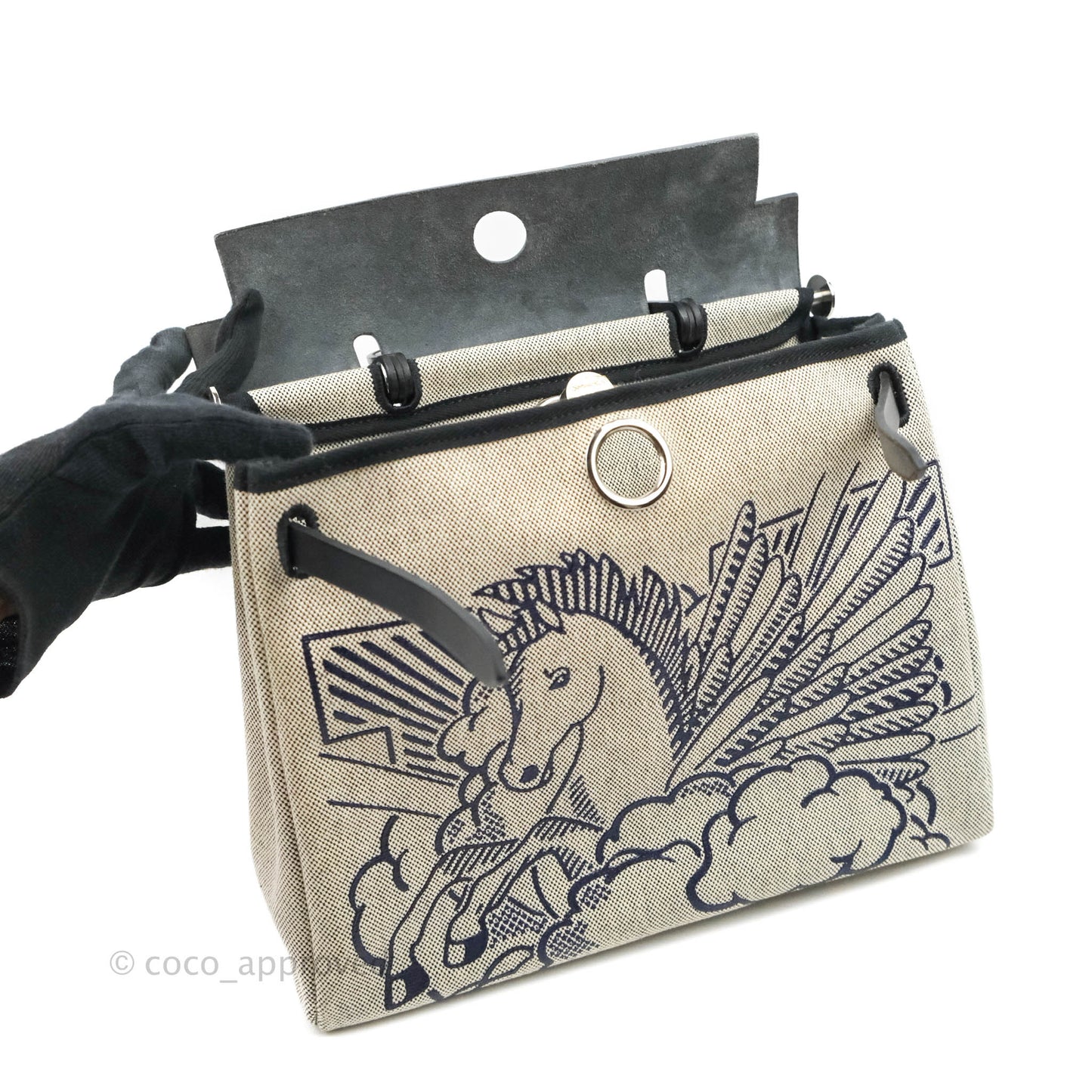Hermès Herbag Zip 31 Black Pegasus Pop Canvas Palladium Hardware