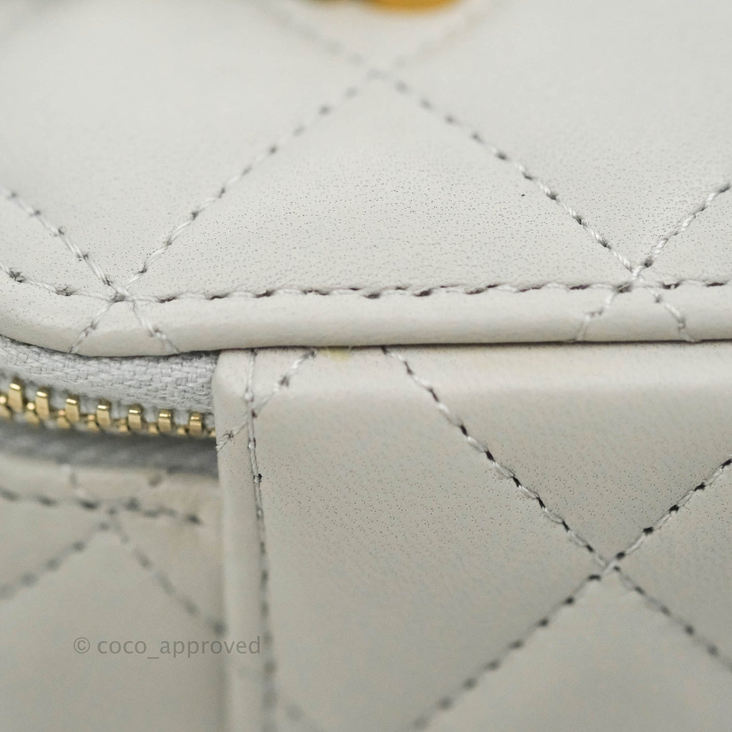 Chanel Classic Vanity Rectangular Top Handle With Chain Grey Lambskin Aged Gold Hardware
