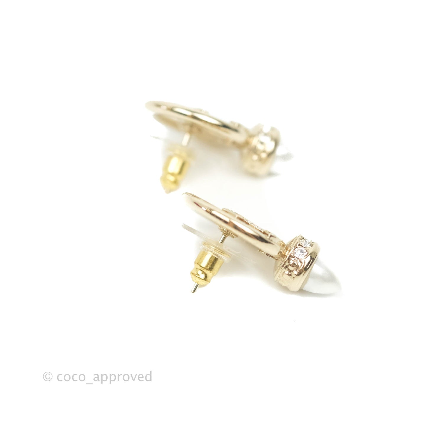 Chanel CC Crystal Pearl Earrings 22C