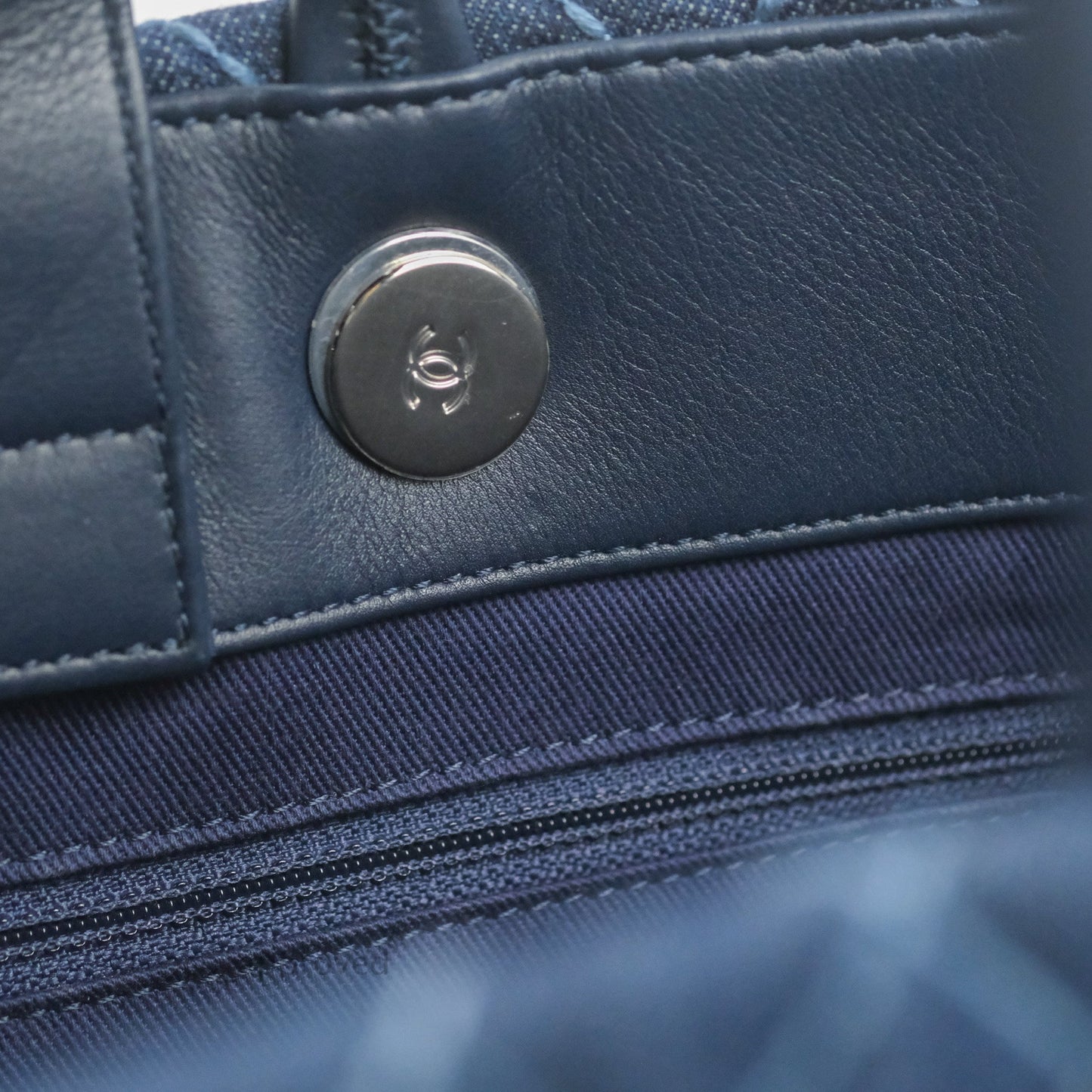 Chanel Quilted Medium Coco Handle Shopping Tote Denim Silver Hardware