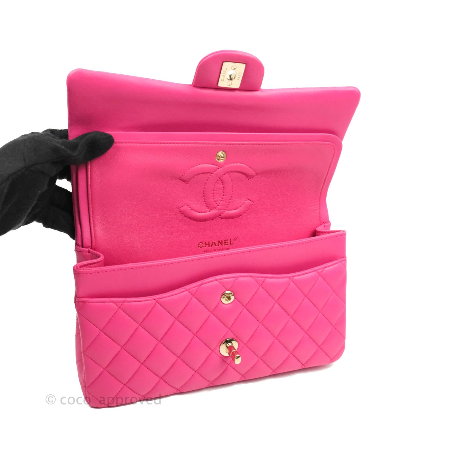 Chanel Classic M/L Medium Flap Quilted Pink Lambskin Gold Hardware