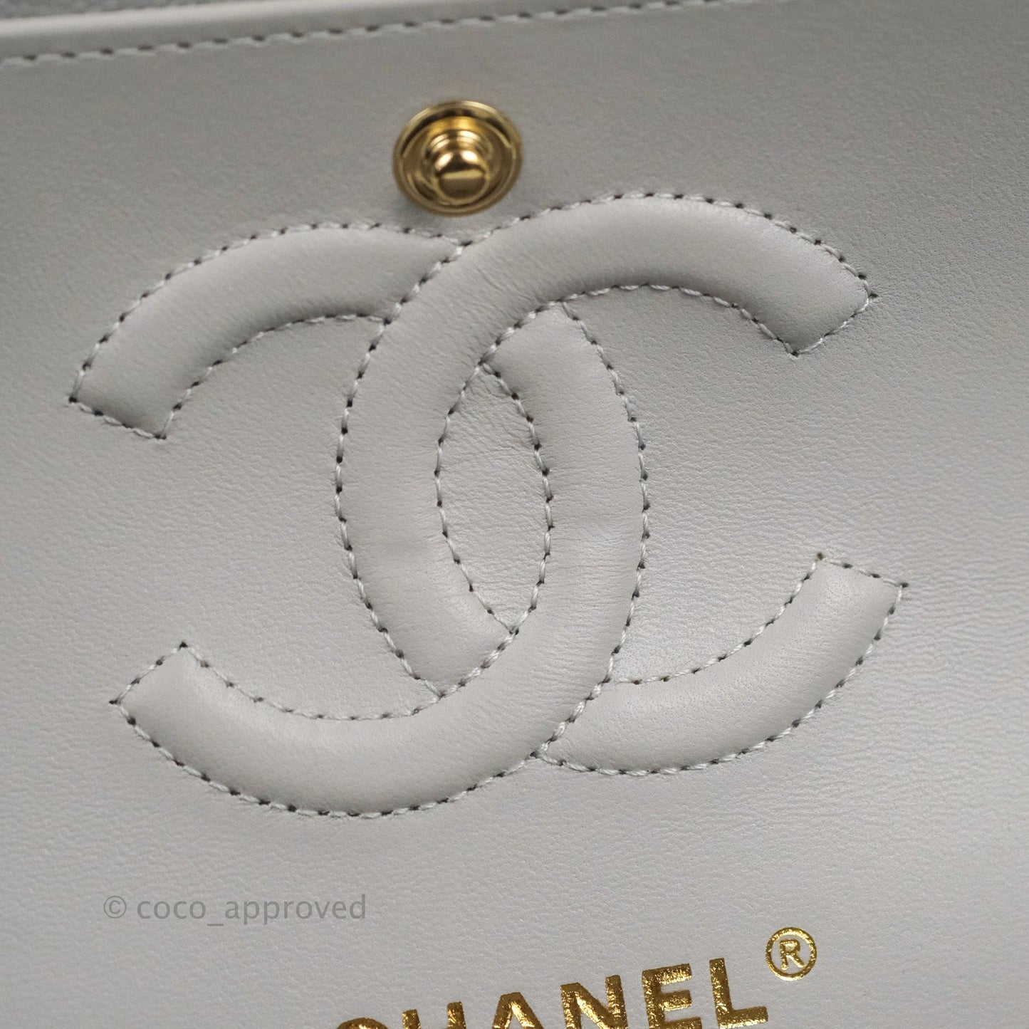 Chanel Small Classic Quilted Flap Grey Caviar Gold Hardware 21A