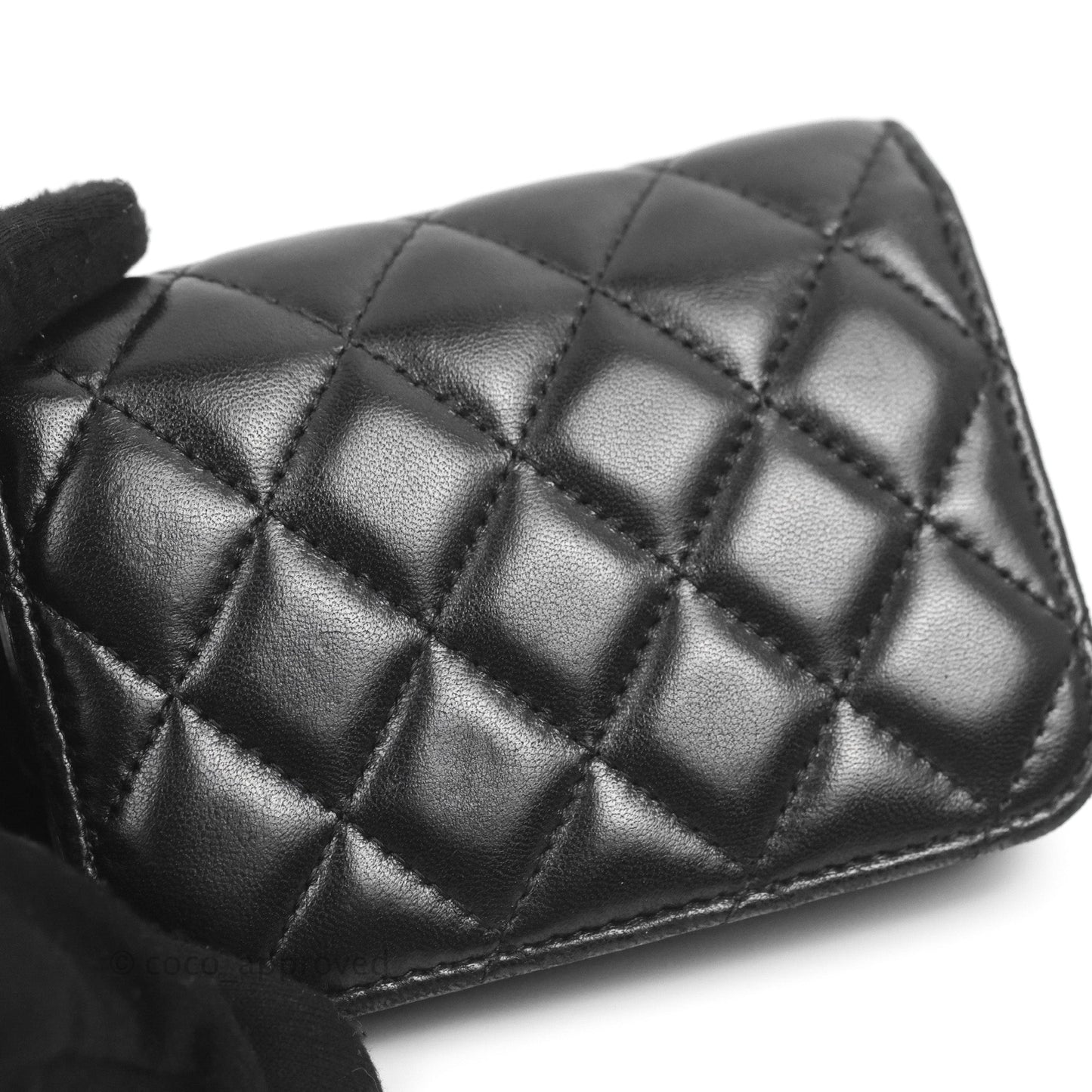 Chanel Mini Pearl Crush Clutch With Chain Belt Black Lambskin Aged Gold Hardware