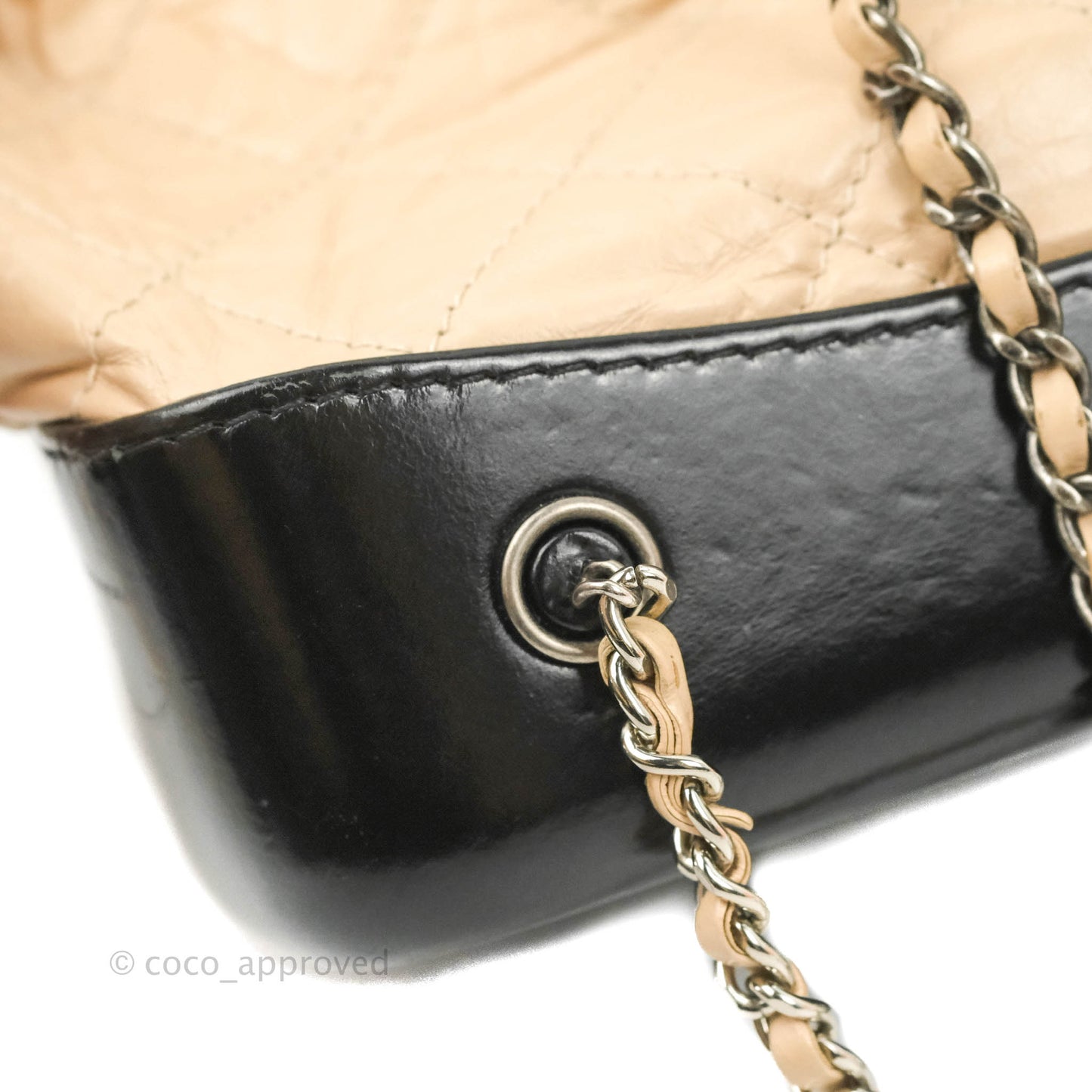 Chanel Small Gabrielle Backpack Beige Black Aged Calfskin
