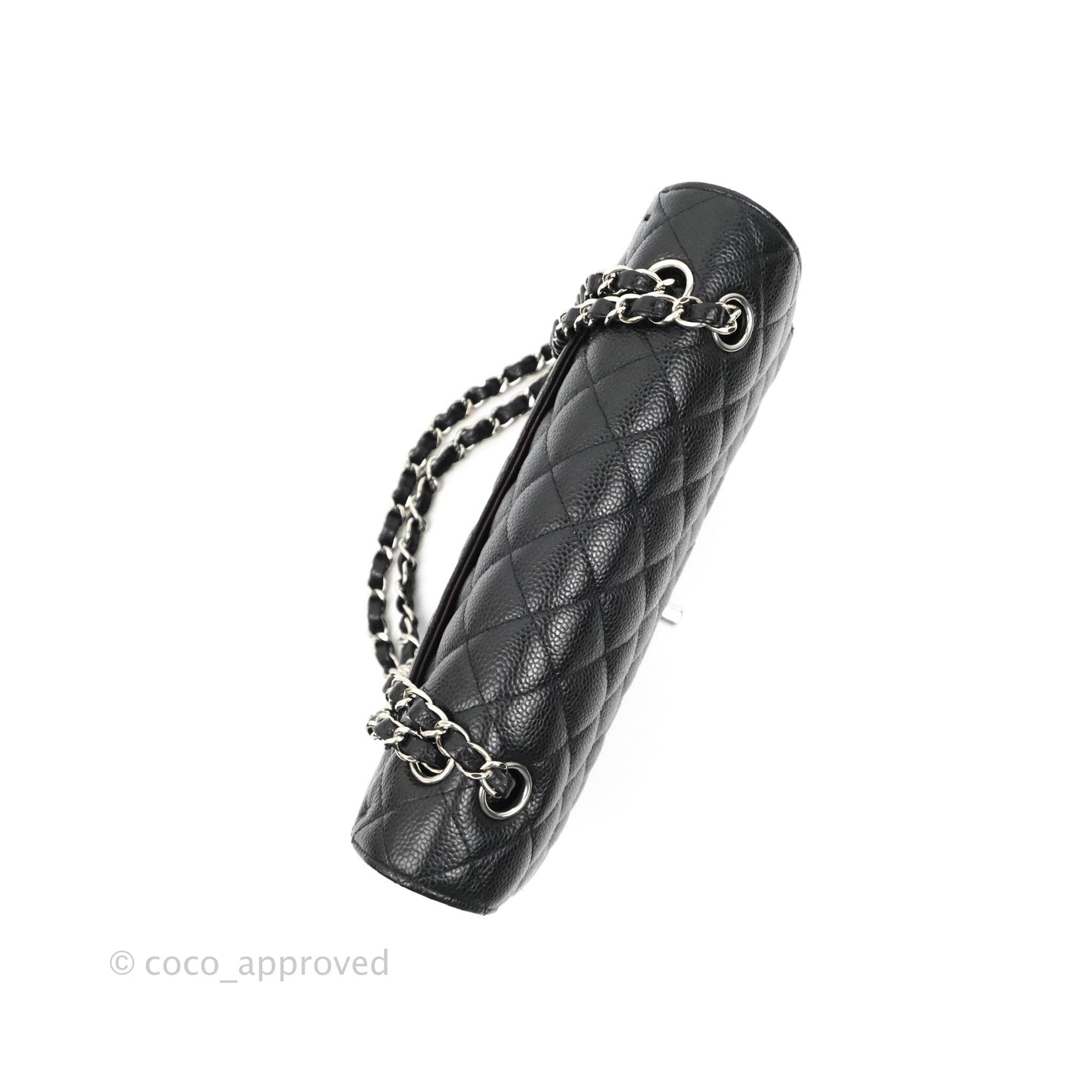 Chanel Classic M/L Medium Flap Quilted Black Caviar Silver Hardware