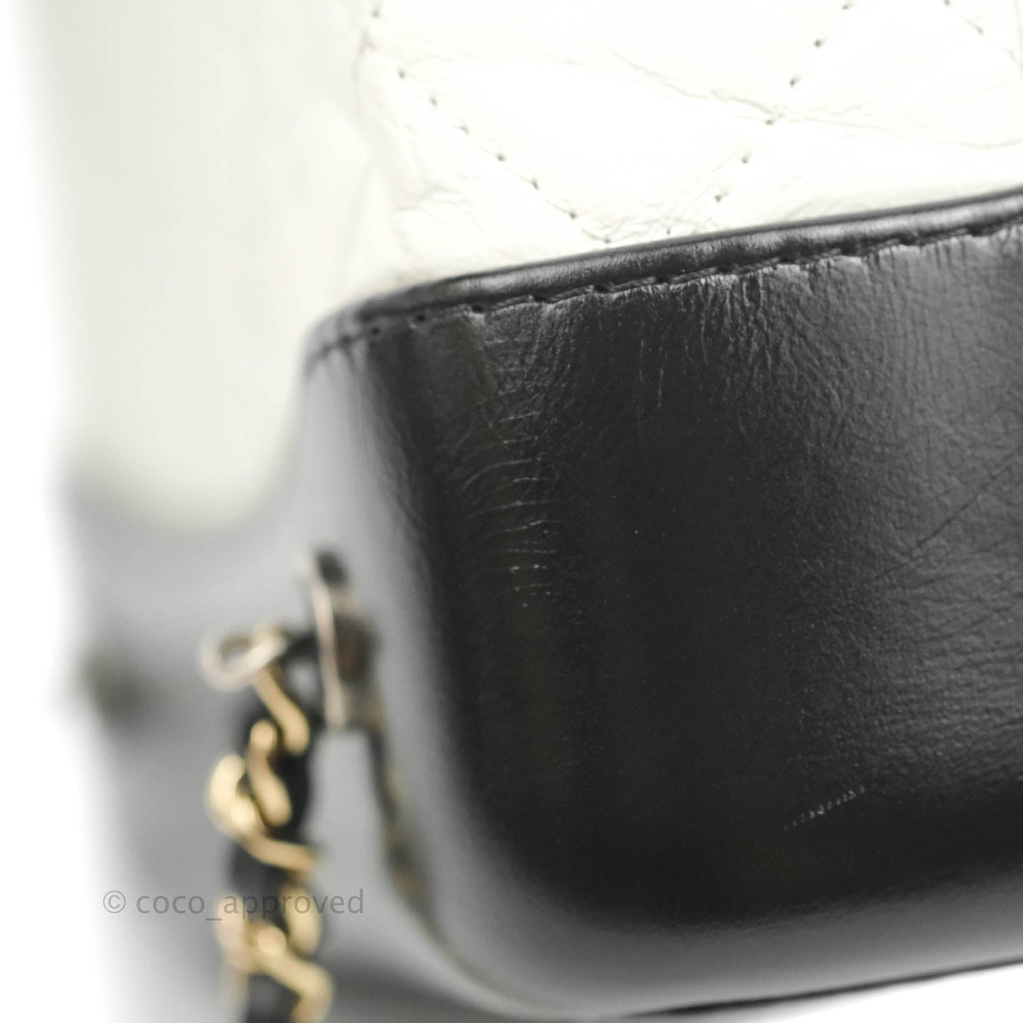 Chanel Small Gabrielle Backpack White Black Aged Calfskin