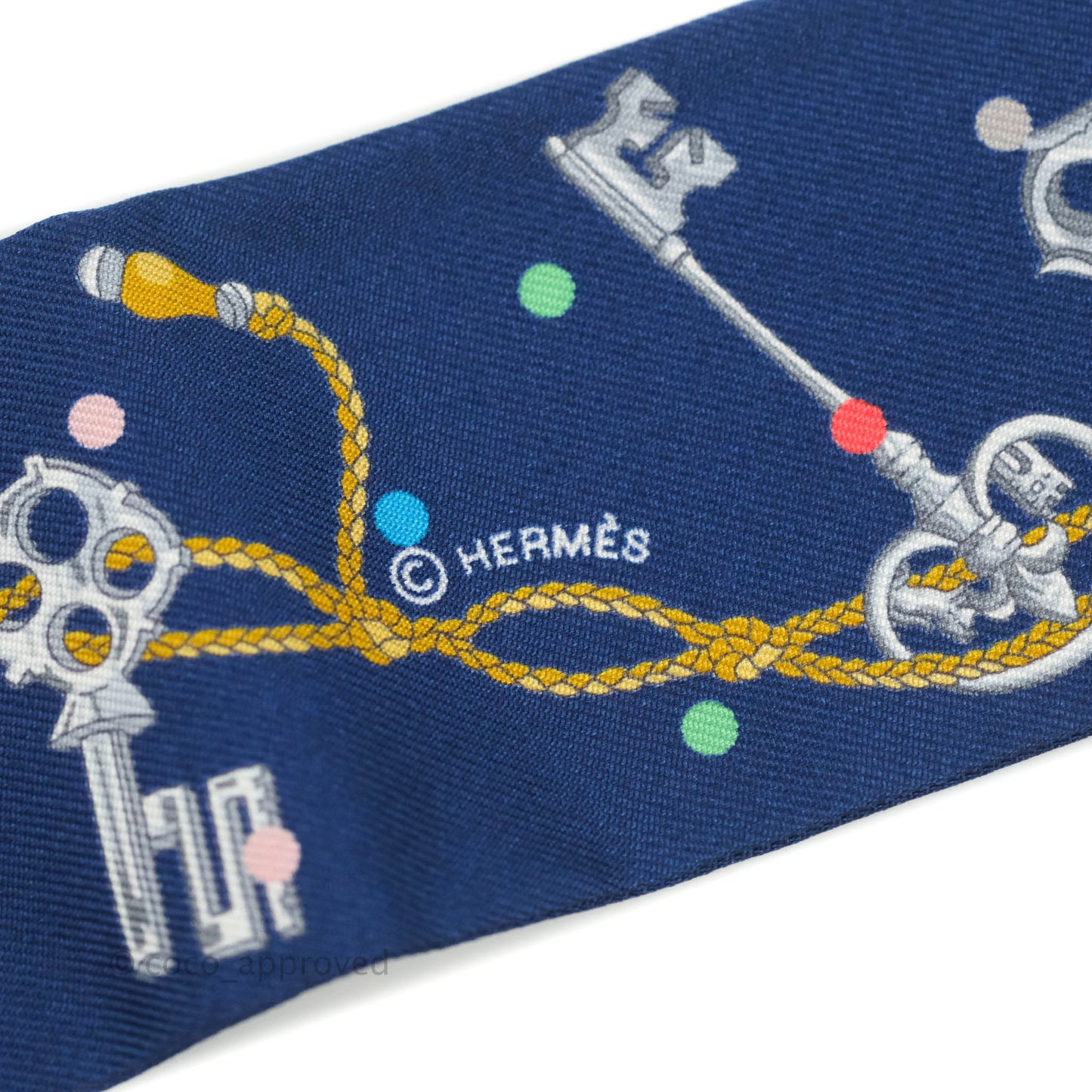 Hermès Silk Les Cles a Pois Twilly