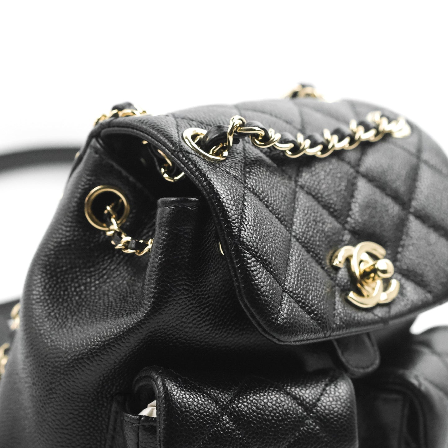 Chanel Duma Backpack Small Black Caviar Gold Hardware 23P