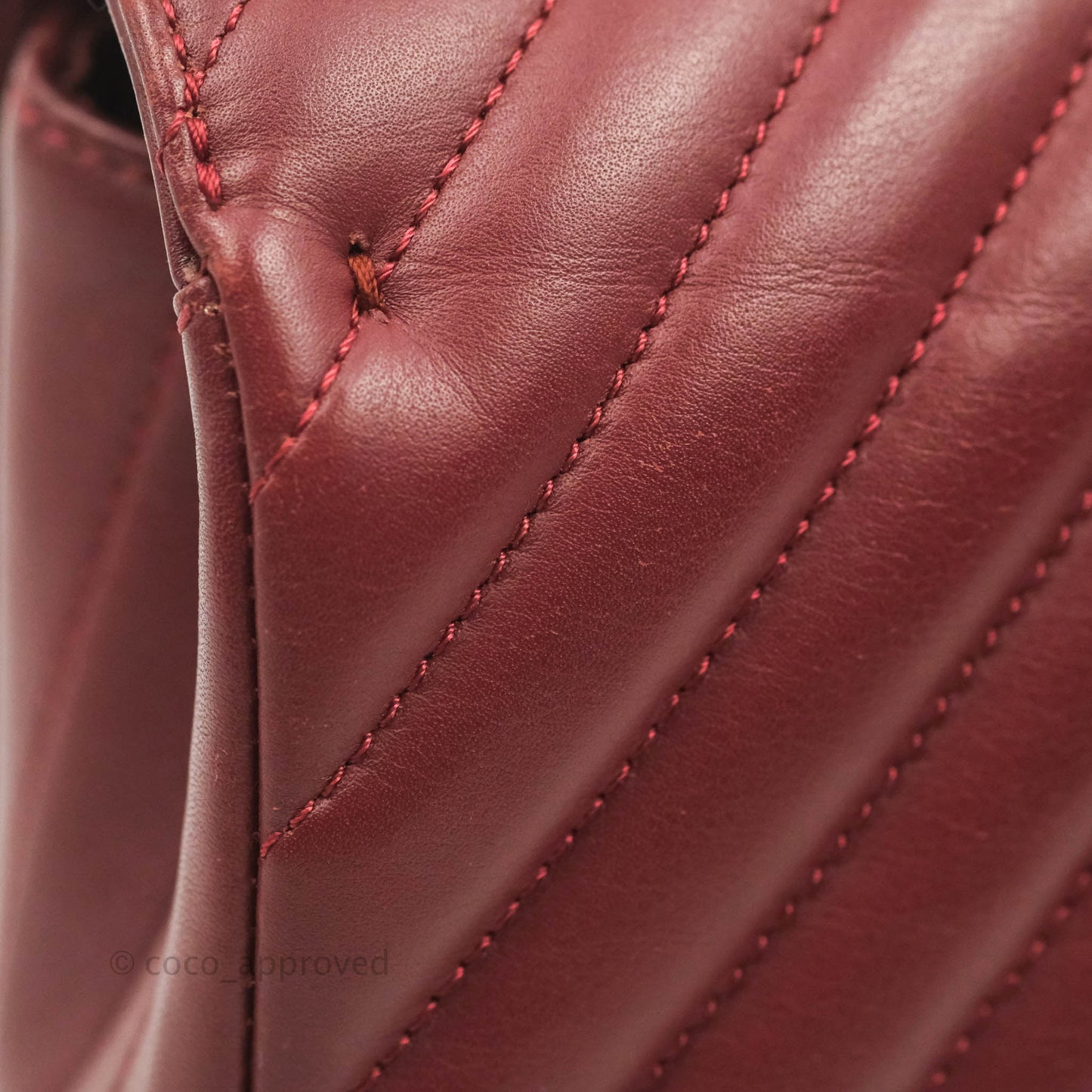 Chanel Small Statement Chevron Flap Bag Burgundy Lambskin Gold Hardware