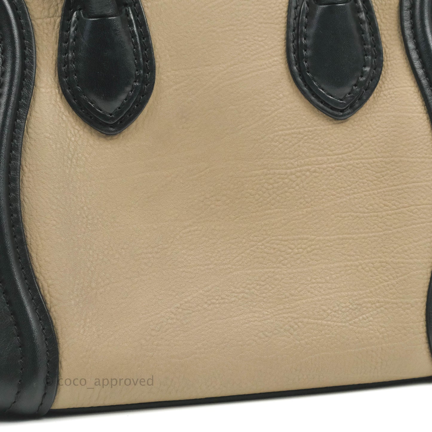 Celine Nano Luggage Grained Calfskin Gold Hardware White/Black/Beige