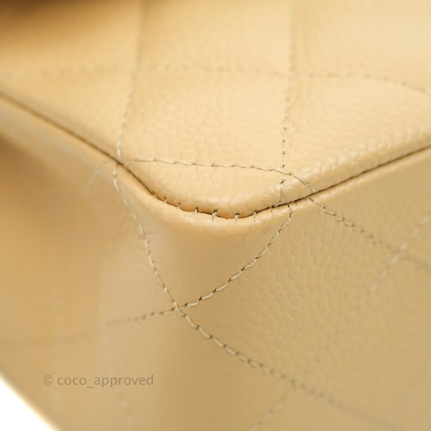 Chanel Classic M/L Medium Flap Quilted Beige Caviar Gold Hardware