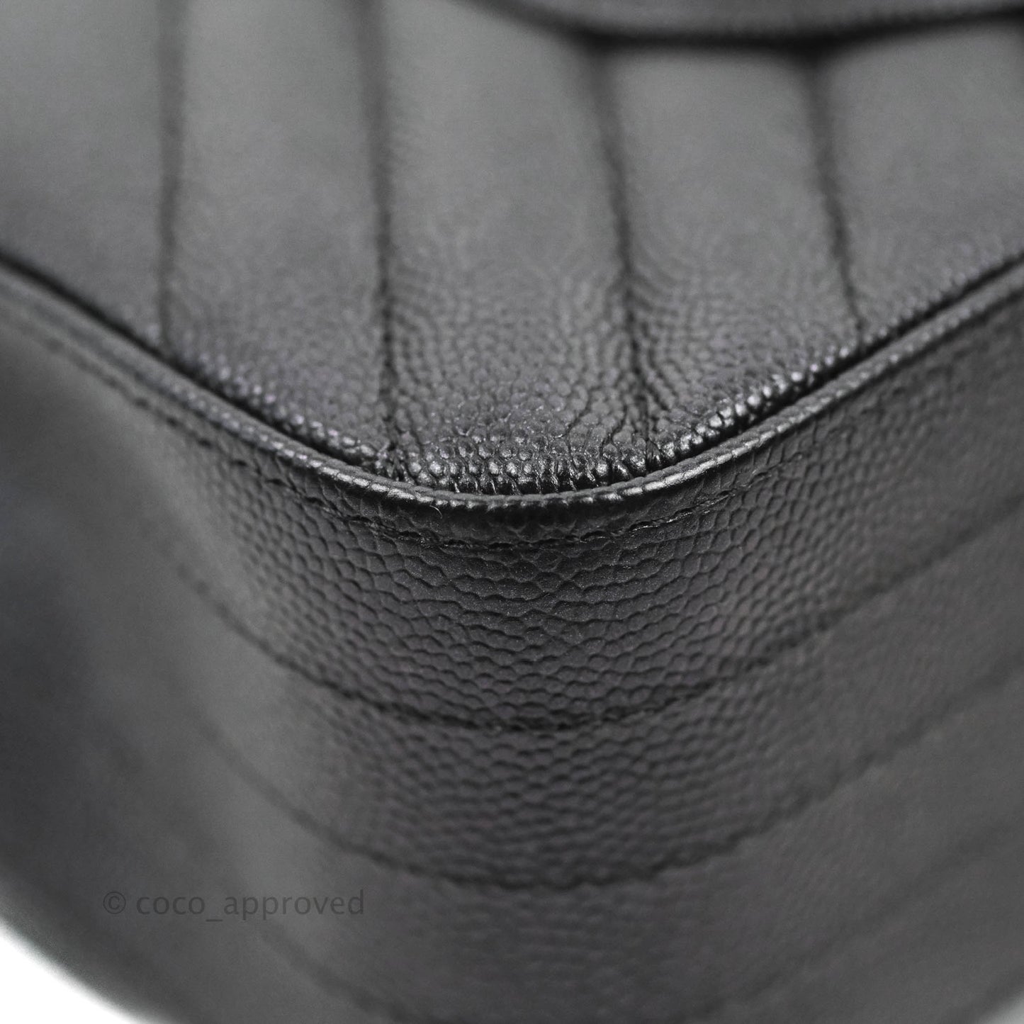 Chanel Classic M/L Medium Chevron Double Flap Iridescent Black Caviar Ruthenium Hardware 17B
