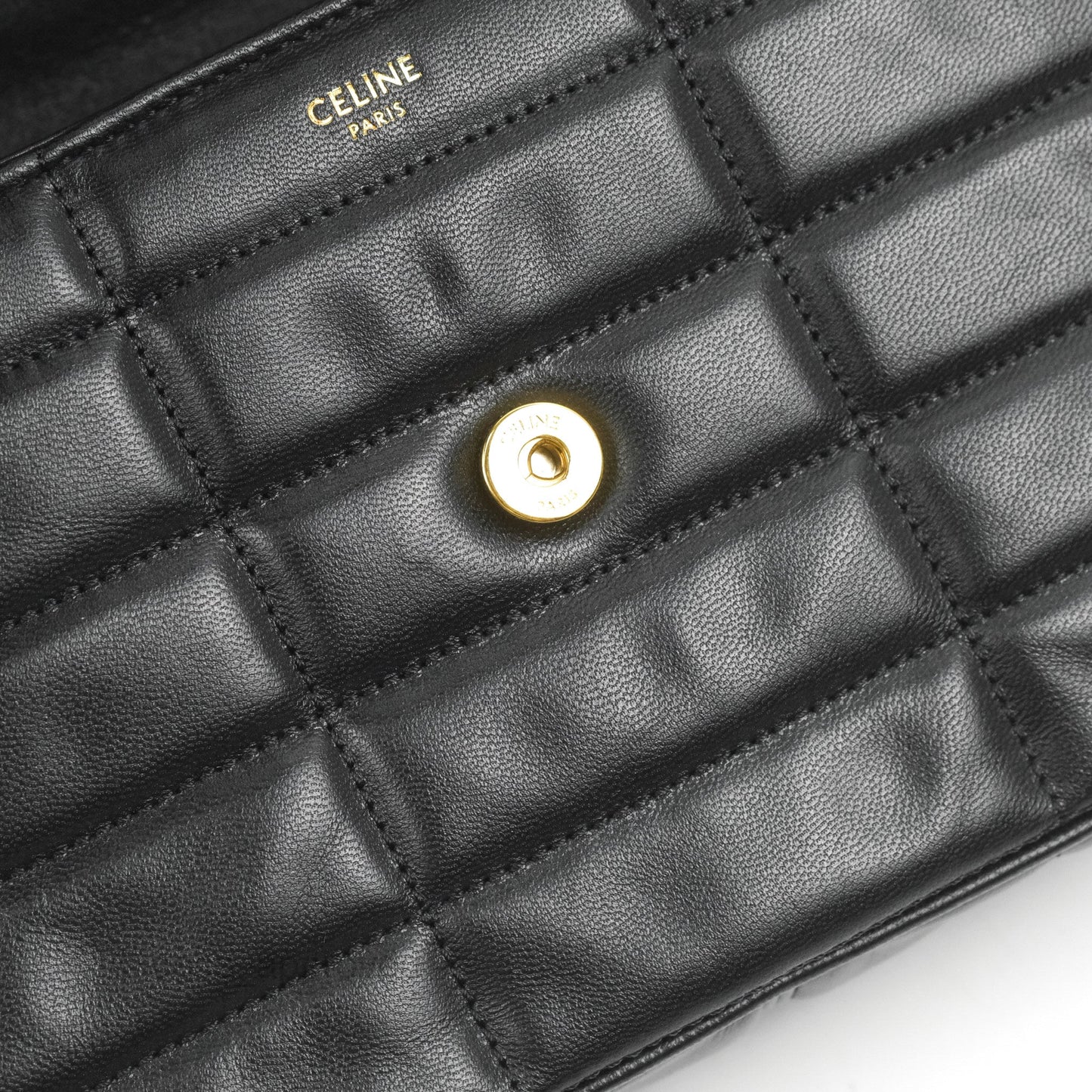 Celine Monochrome Quilted Goatskin Matelasse Black Gold Hardware