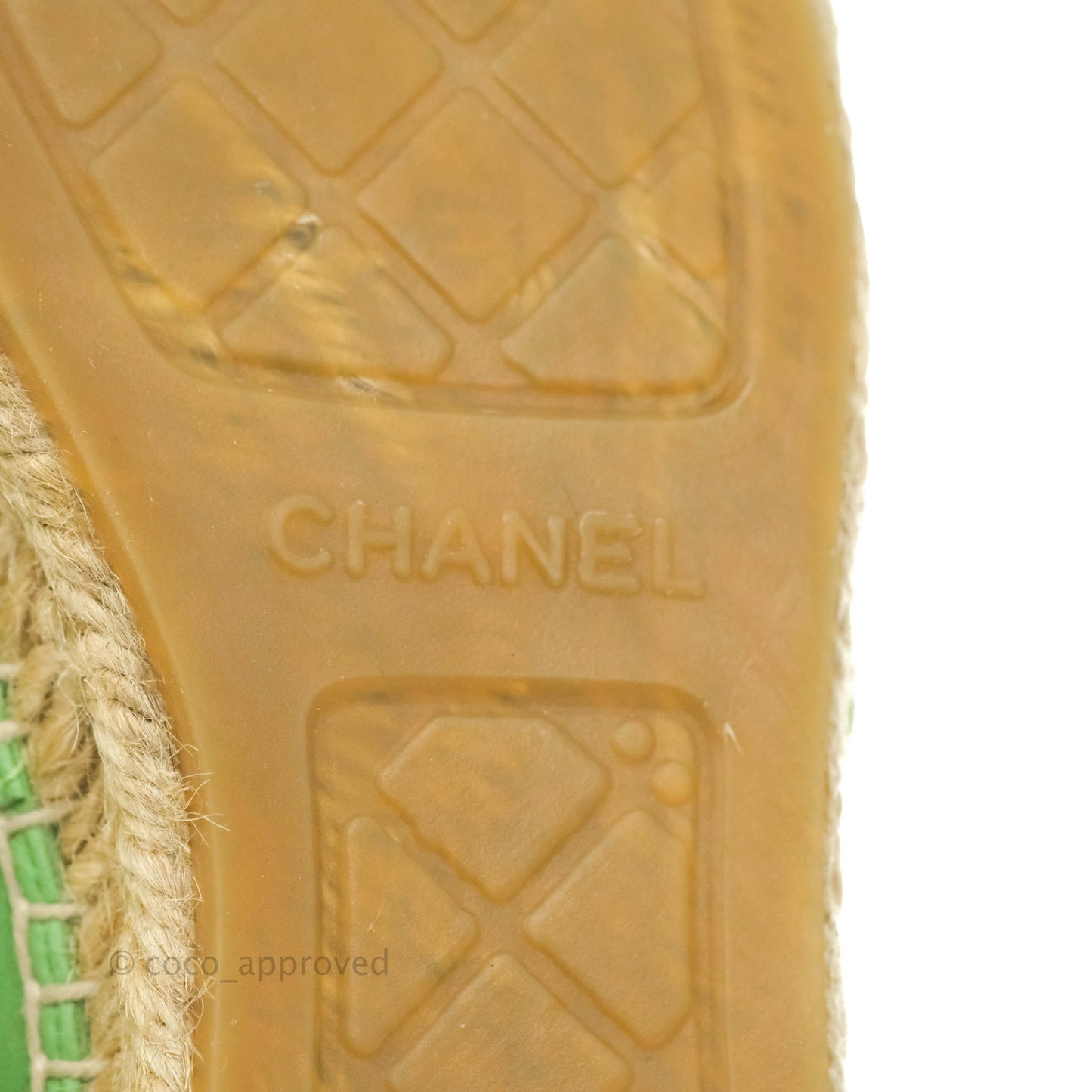 Chanel CC Espadrilles Quilted Green Lambskin Size 37