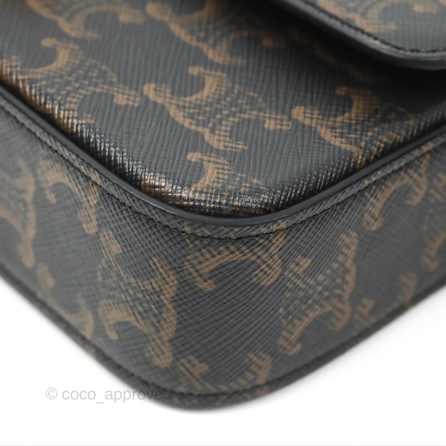 Celine Triomphe Shoulder Bag Tan Calfskin Triomphe Canvas