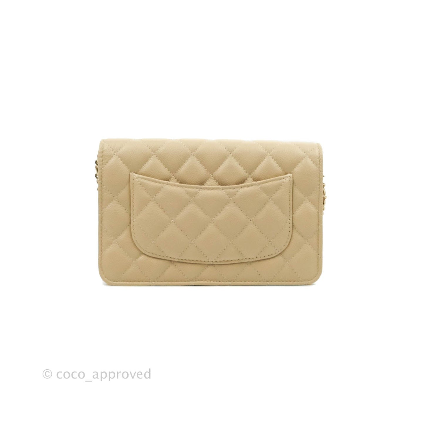 Chanel Quilted Wallet on Chain WOC Beige Caviar Gold Hardware