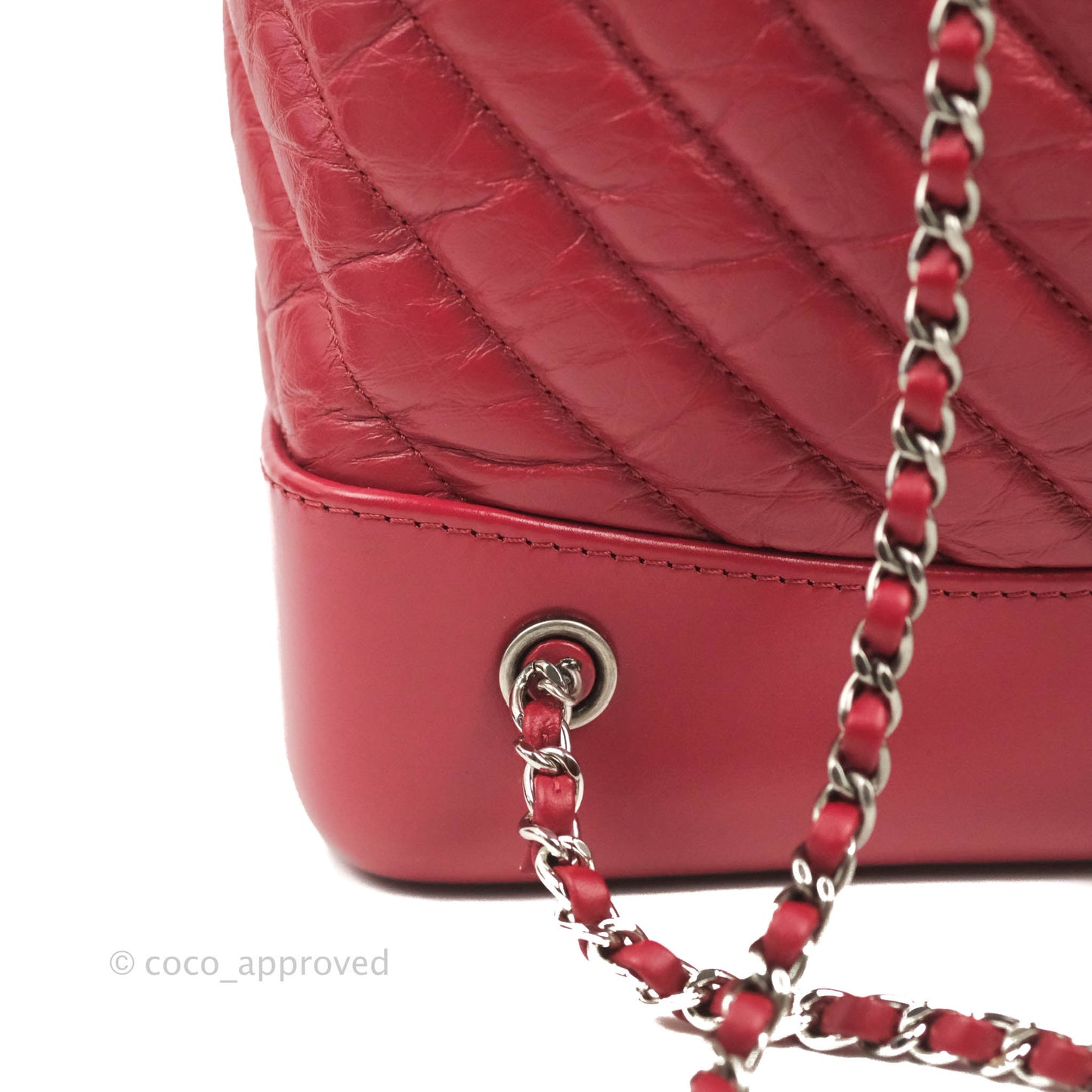 Chanel Small Chevron Gabrielle Backpack Dark Pink Aged Calfskin