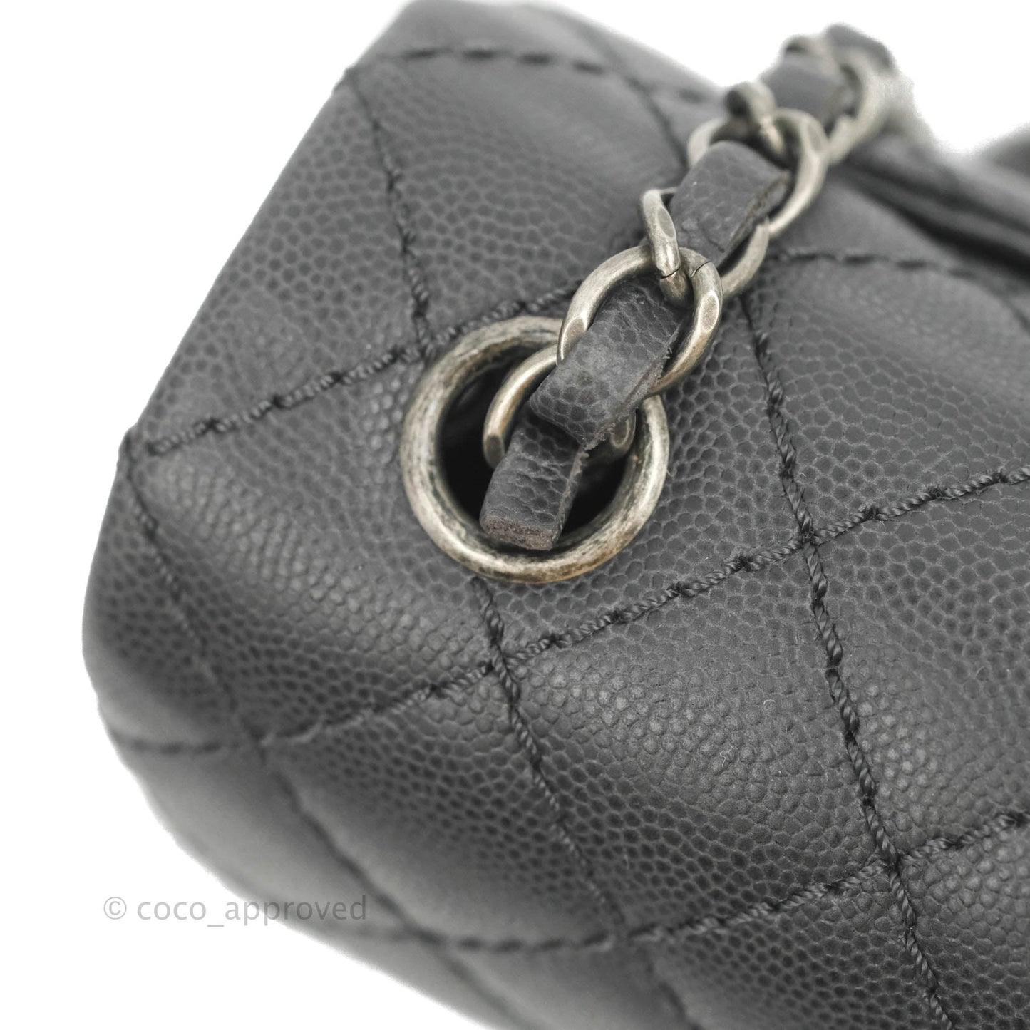 Chanel Quilted Mini Rectangular Dark Grey Caviar Ruthenium Hardware