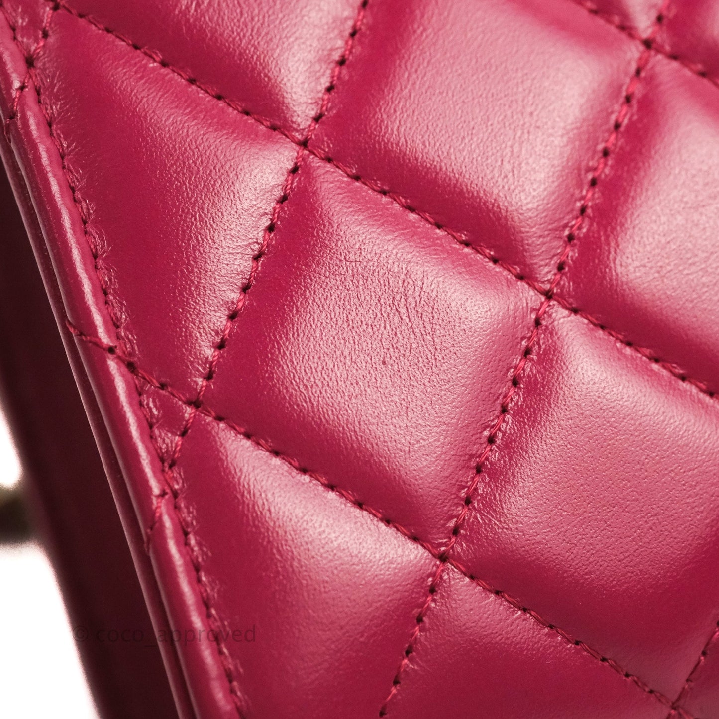 Chanel Quilted Perfect Fit Dark Pink Phone Holder Aged Gold Hardware