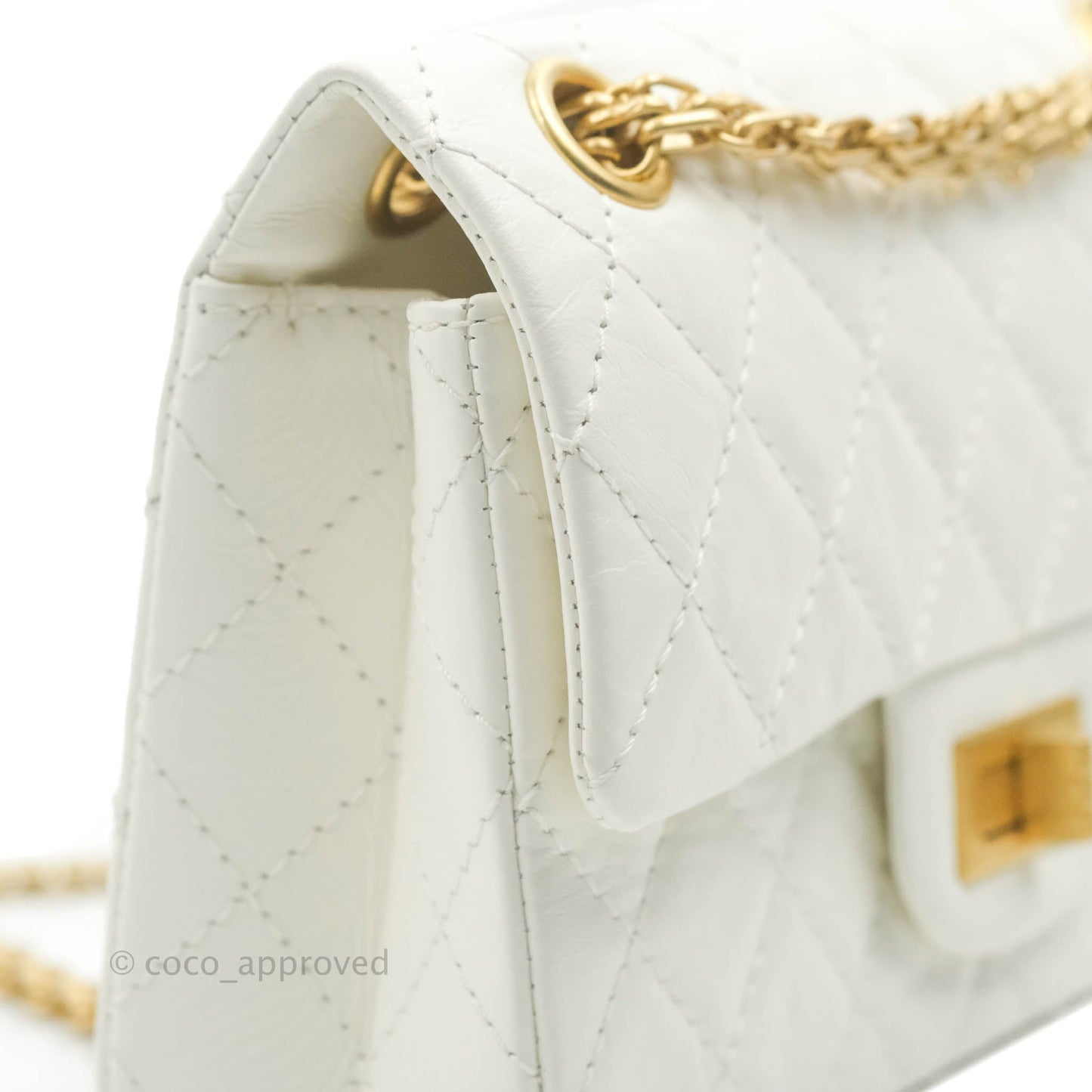 Chanel Mini Reissue 224 White Aged Calfskin Aged Gold Hardware