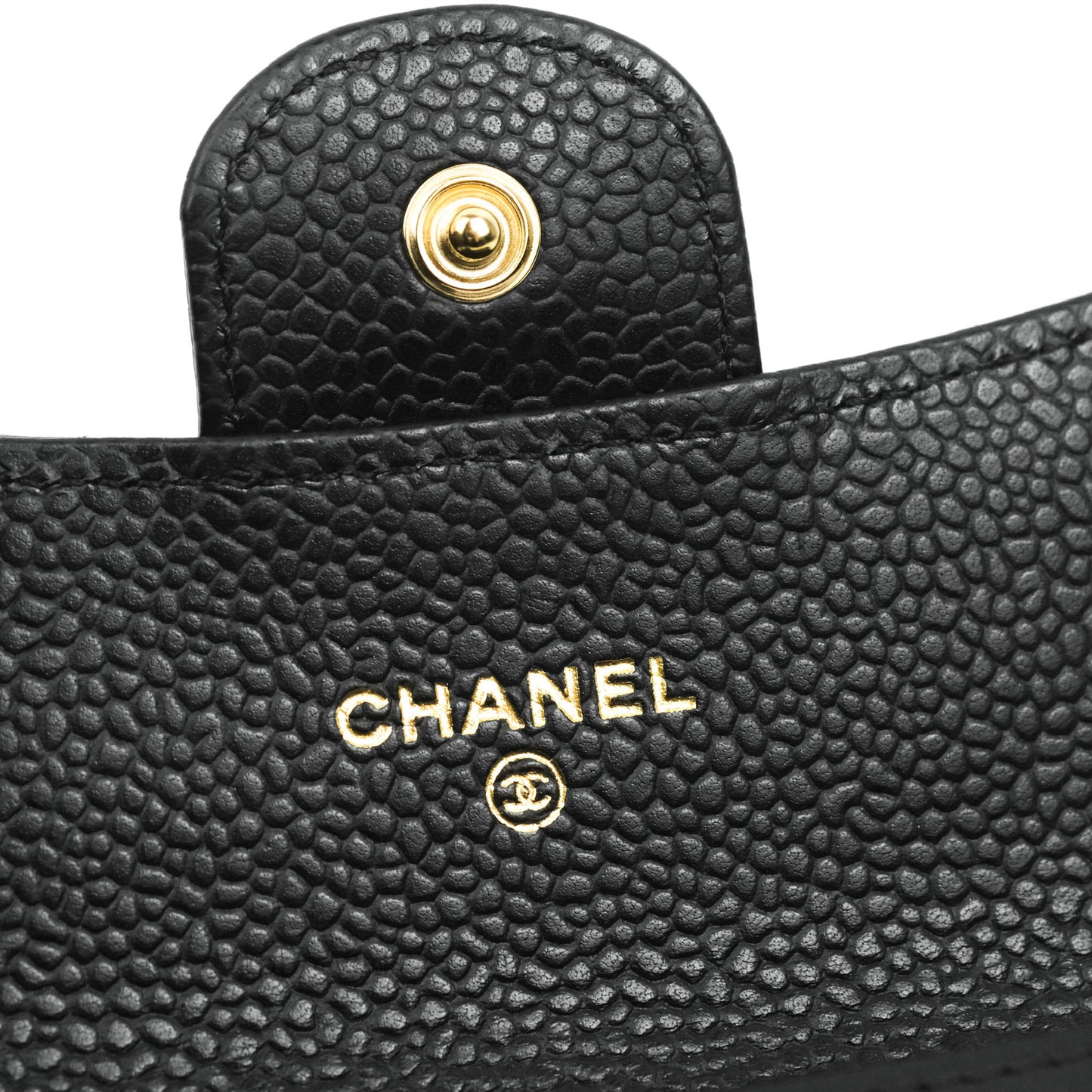 Chanel Quilted Flap Card Holder Black Caviar Gold Hardware